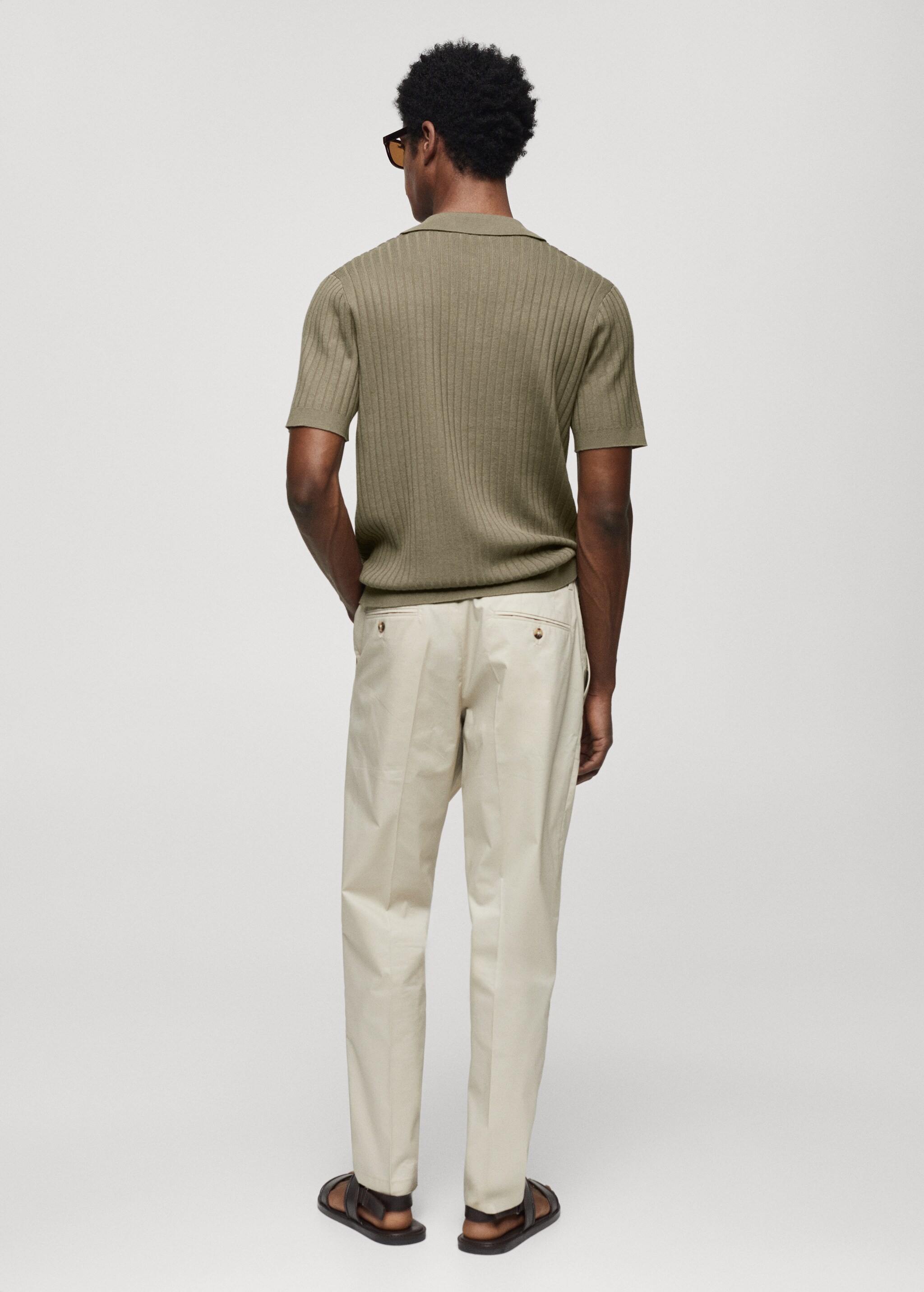 Short-sleeved ribbed knit polo shirt - Reverse of the article