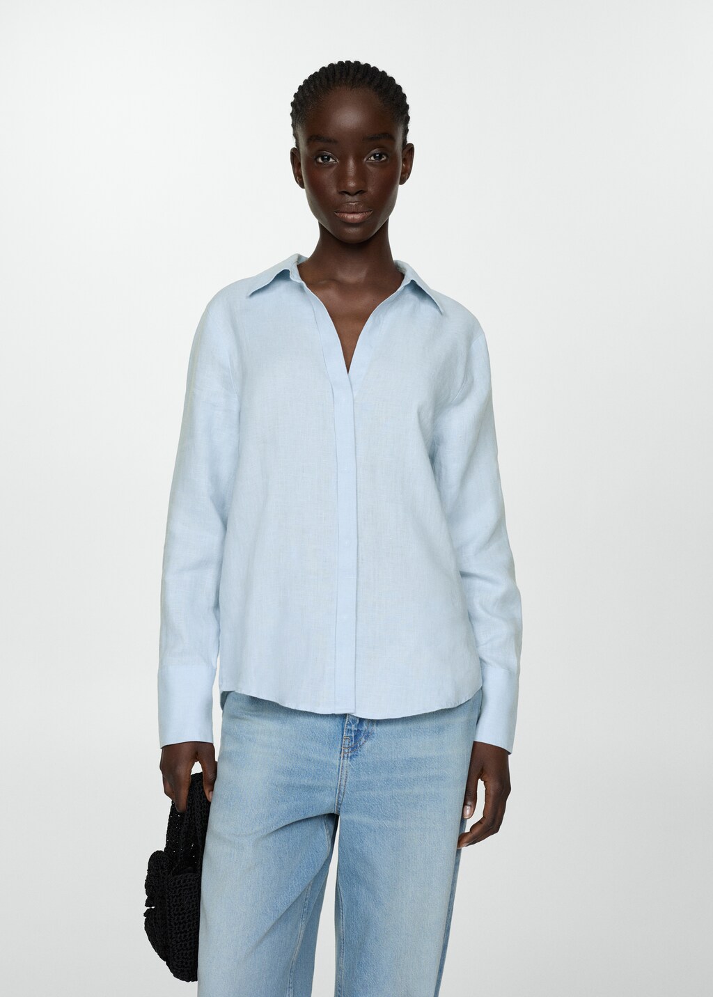 Camisa azul mujer mango new arrivals