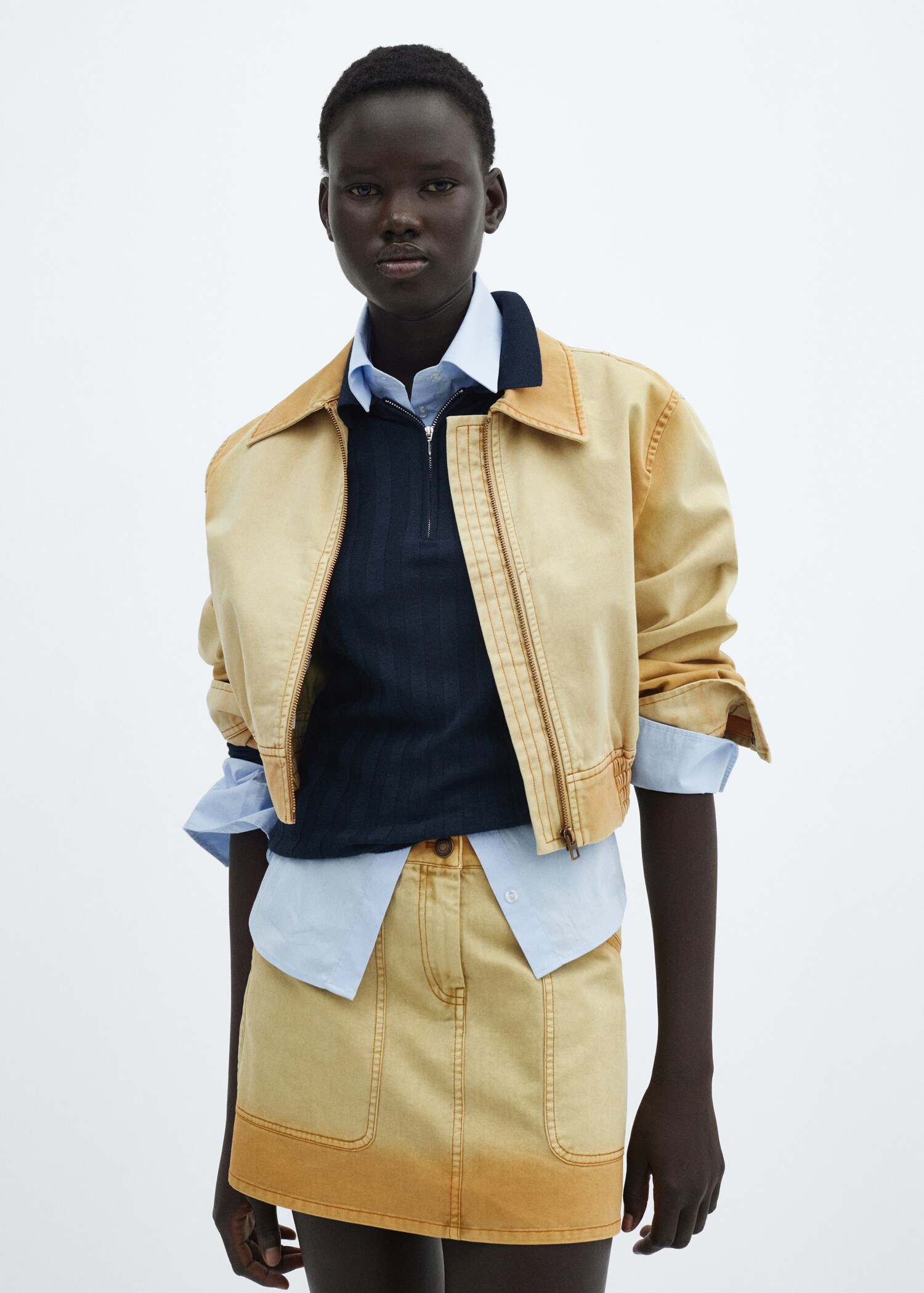 Worn-effect bomber jacket Women MANGO Vietnam