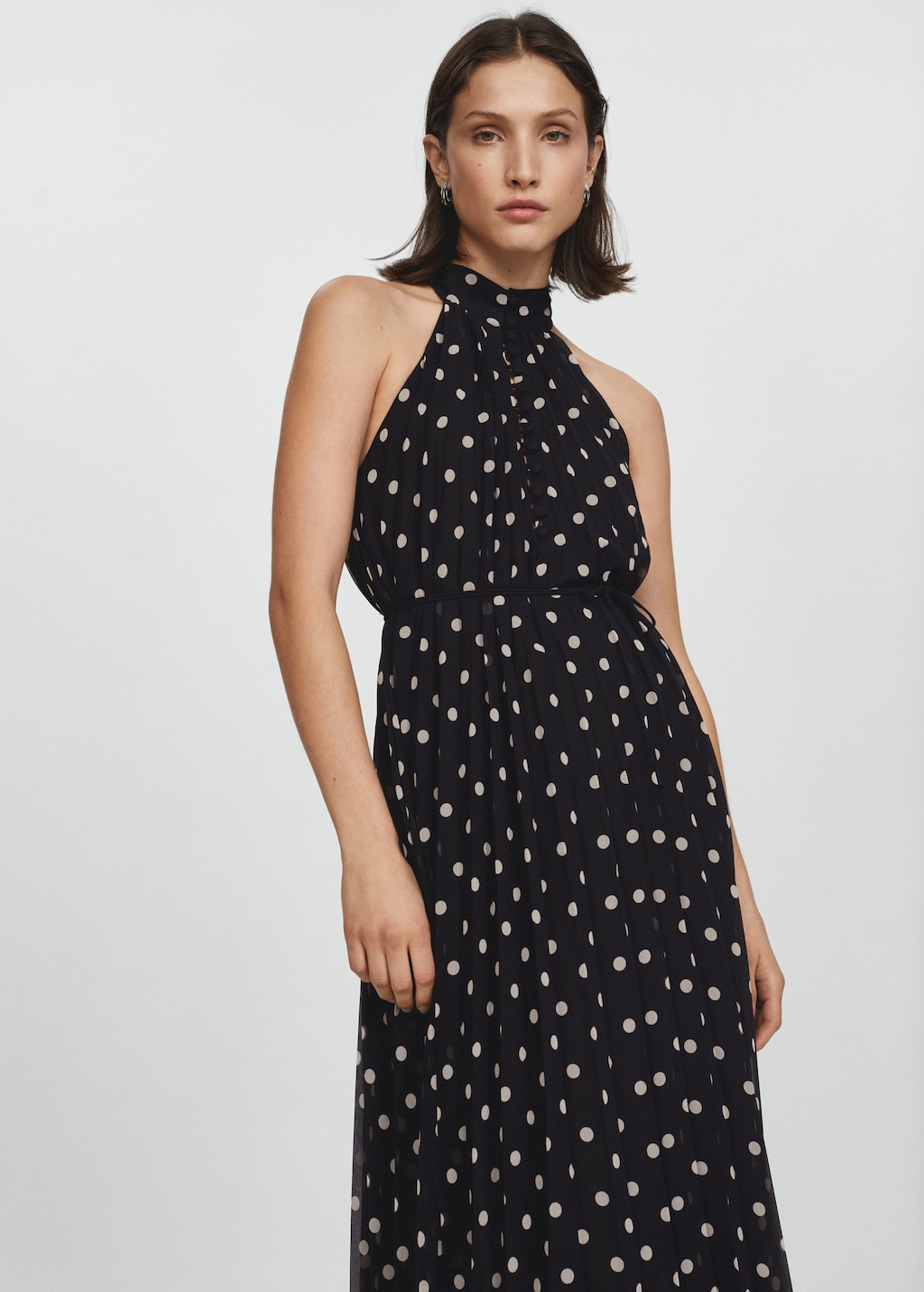 Polka dot pleated dress