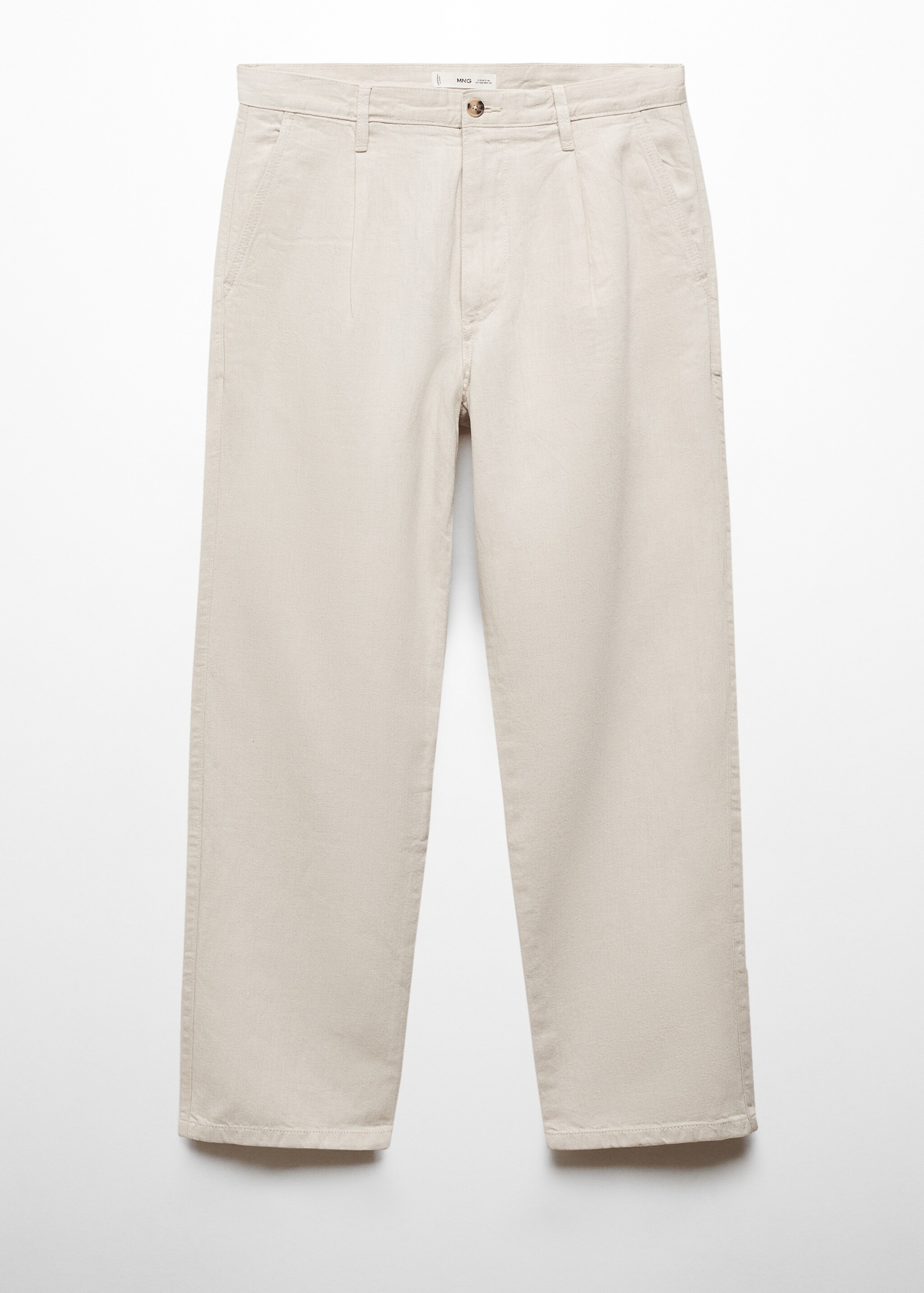 Relaxed fit linen blend pleated jeans - Article without model