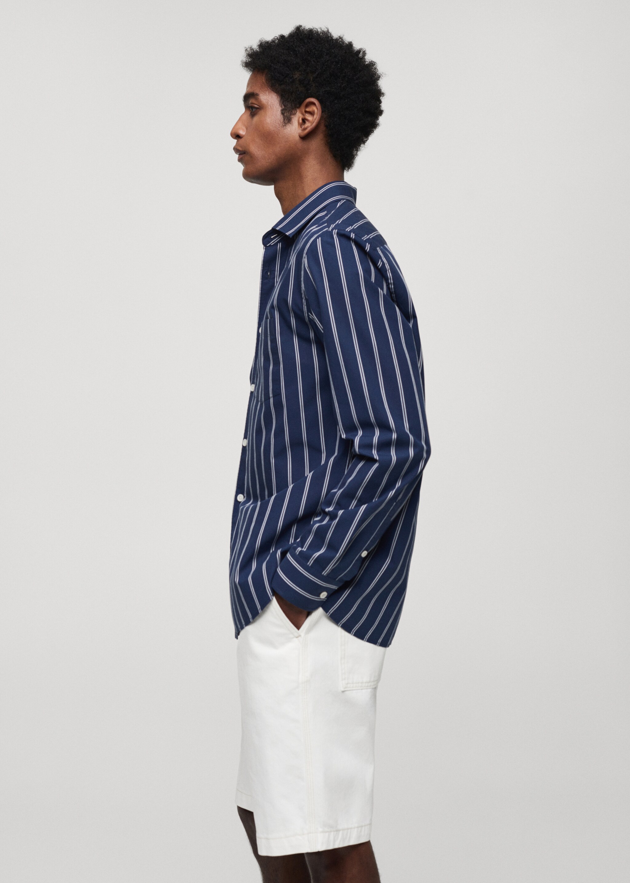 Camisa classic fit algodón rayas - Detalle del artículo 2, Azul marino oscuro. Ref: 67096725-00.