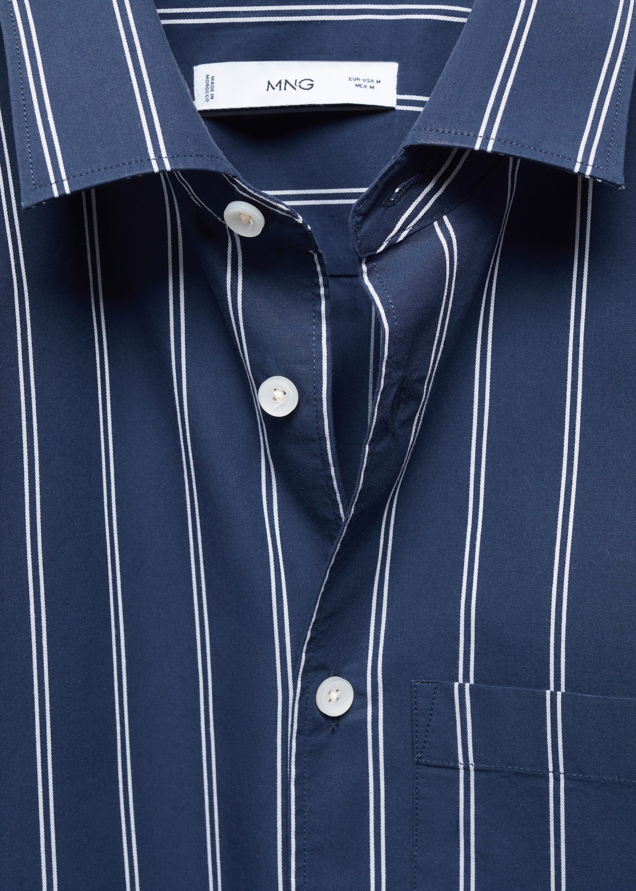 Camisa classic fit algodón rayas - Detalle del artículo 8, Azul marino oscuro. Ref: 67096725-00.