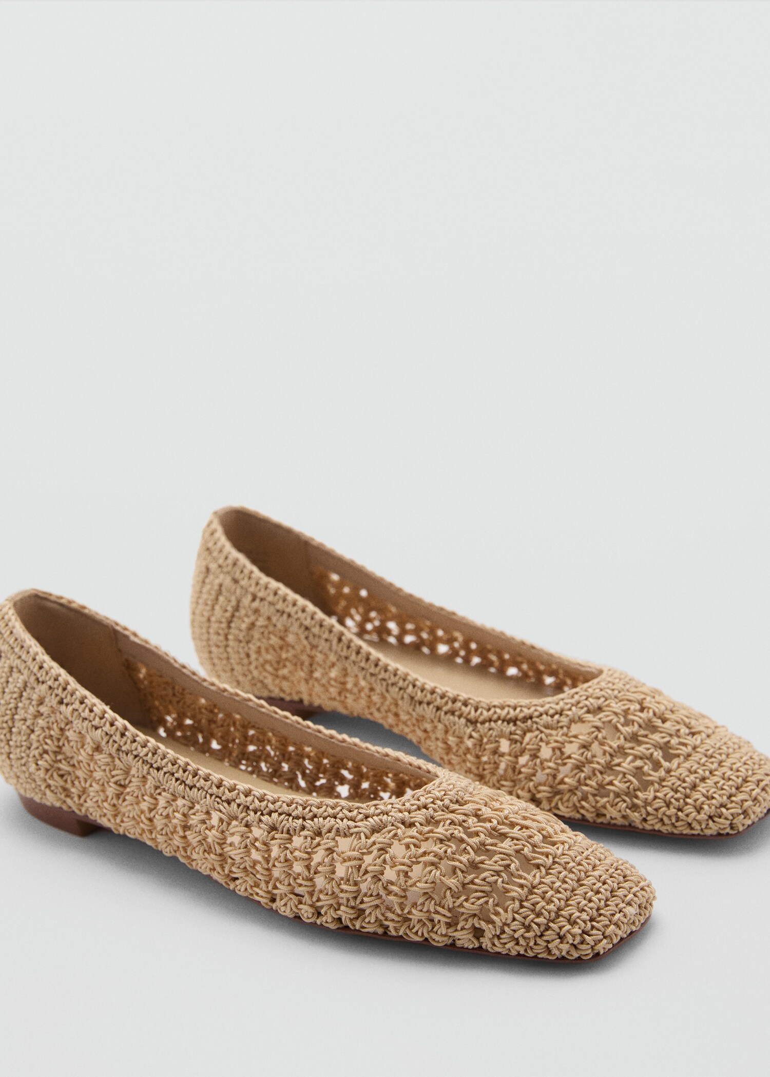 Square-toe braided ballet flats - Medium plane