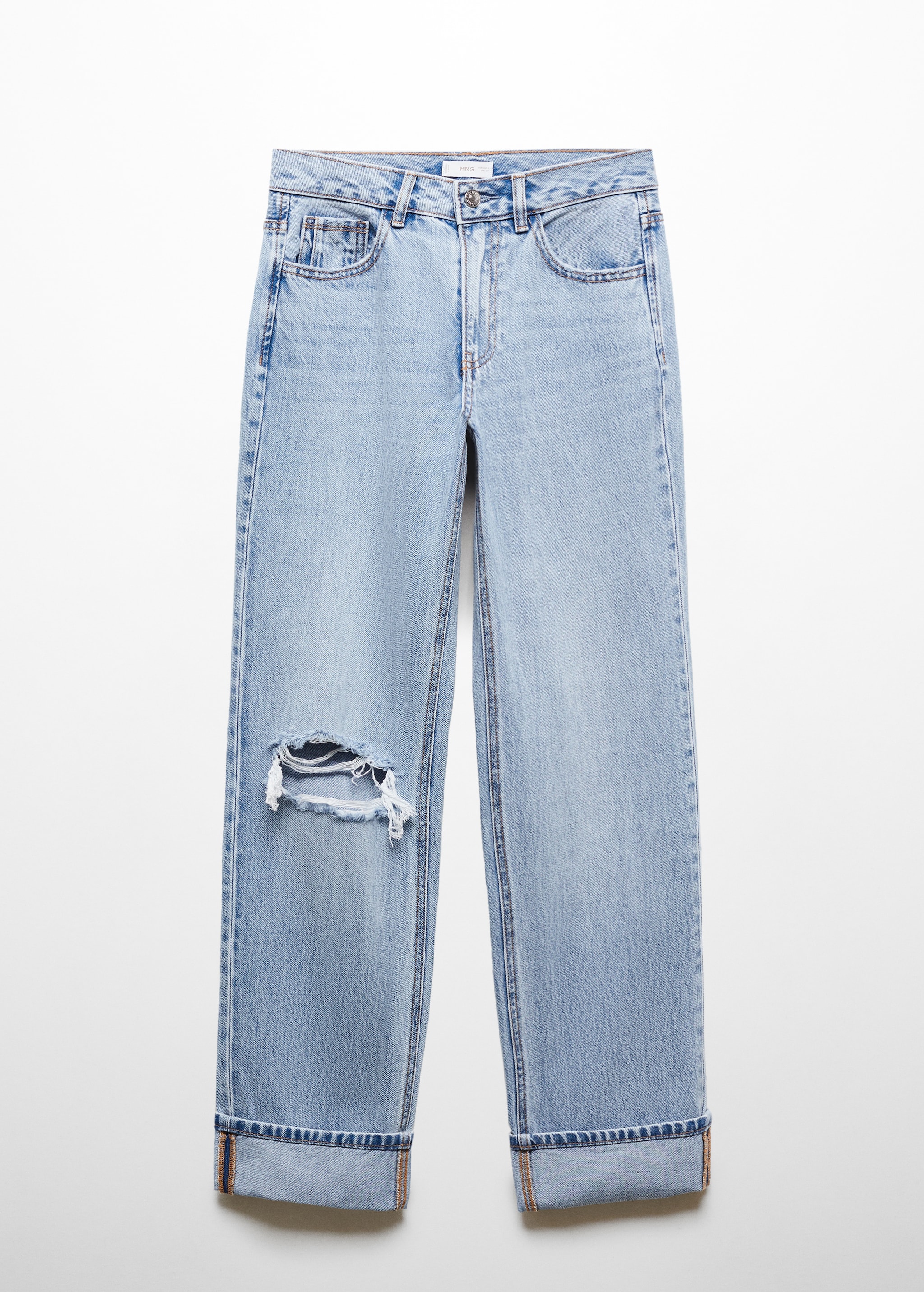 Gescheurde jeans met omgeslagen pijpen - Artikel zonder model