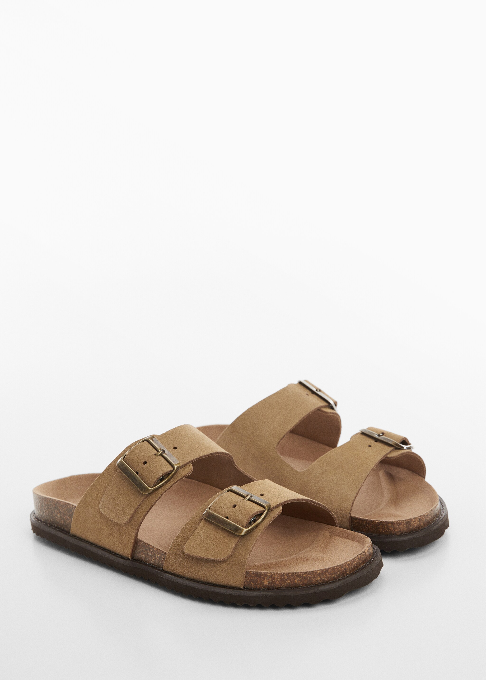 Split leather sandals with buckle - Medium plane