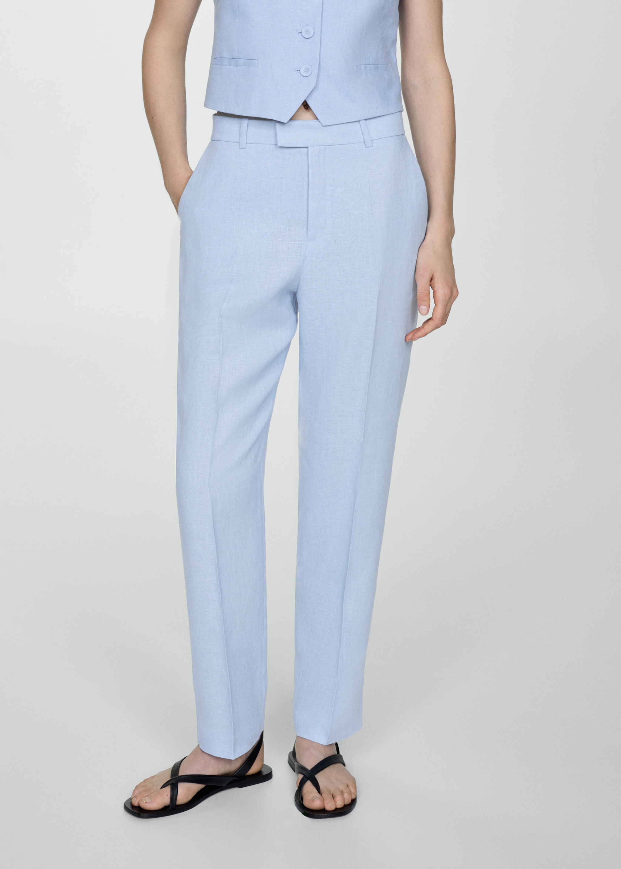100% linen suit trousers - Medium plane