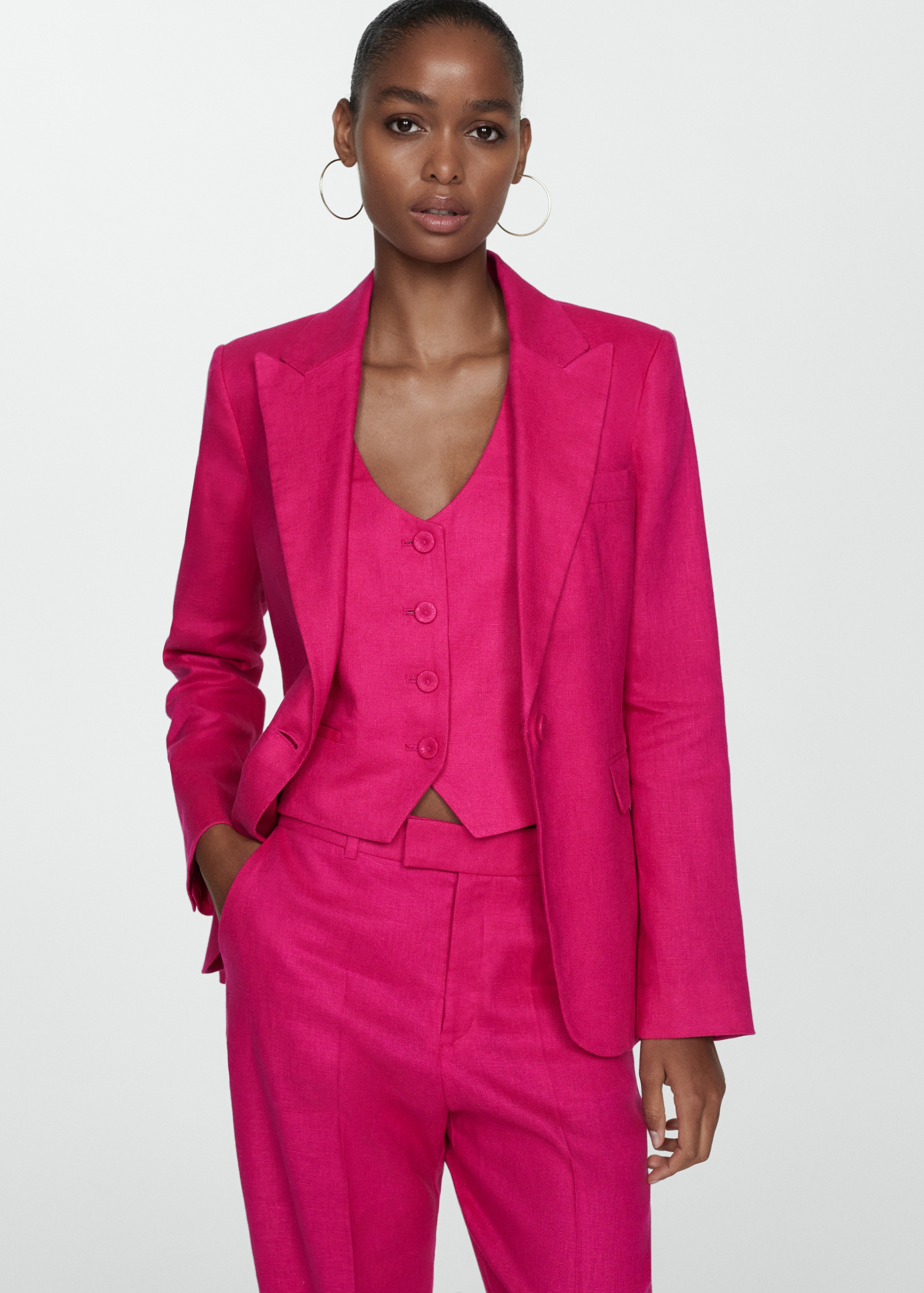 Rose Fushia Pantalon Rose Pale Femme Blazer Rose Fushia Tenue Avec