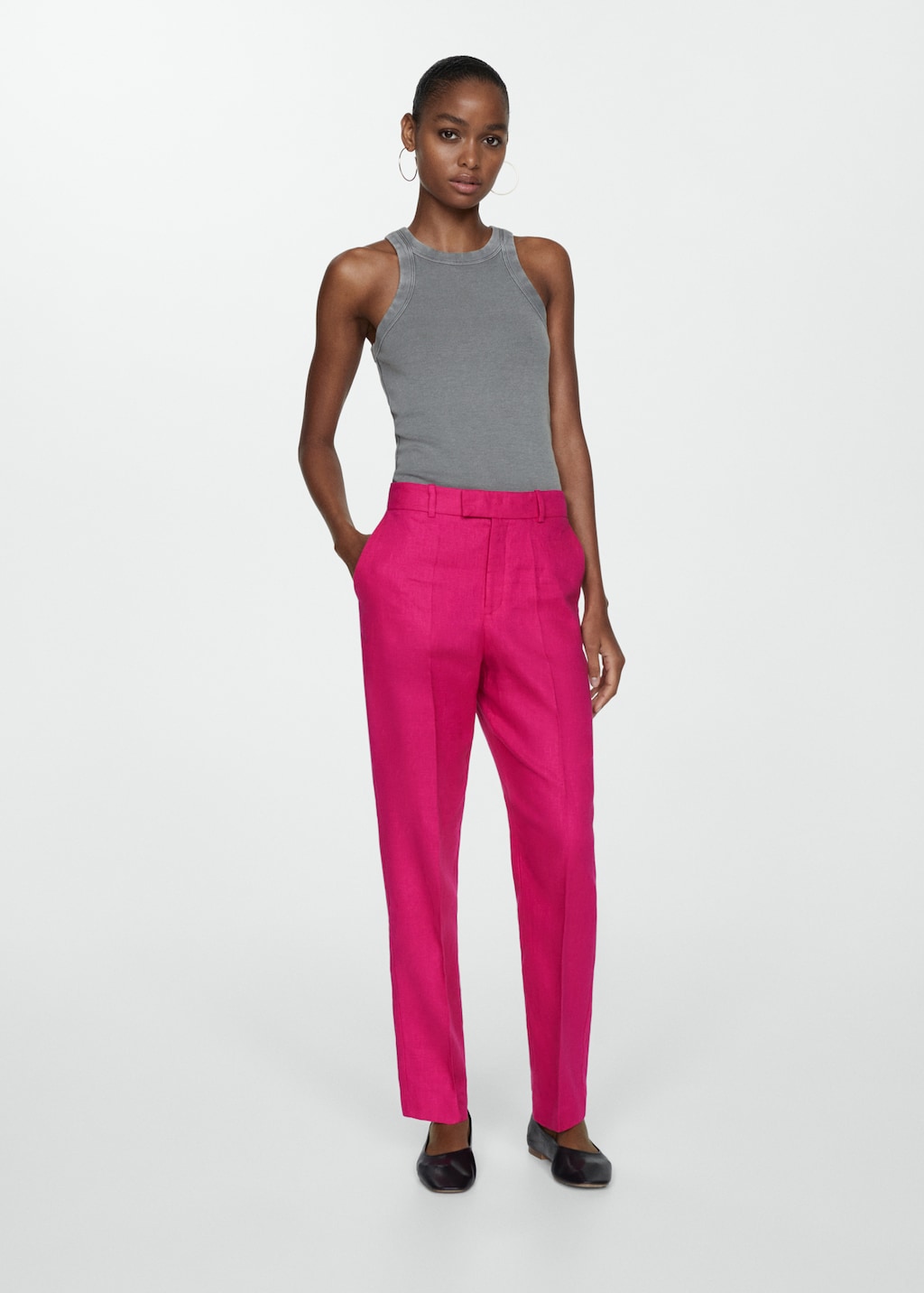 Pink linen suit womens hot sale