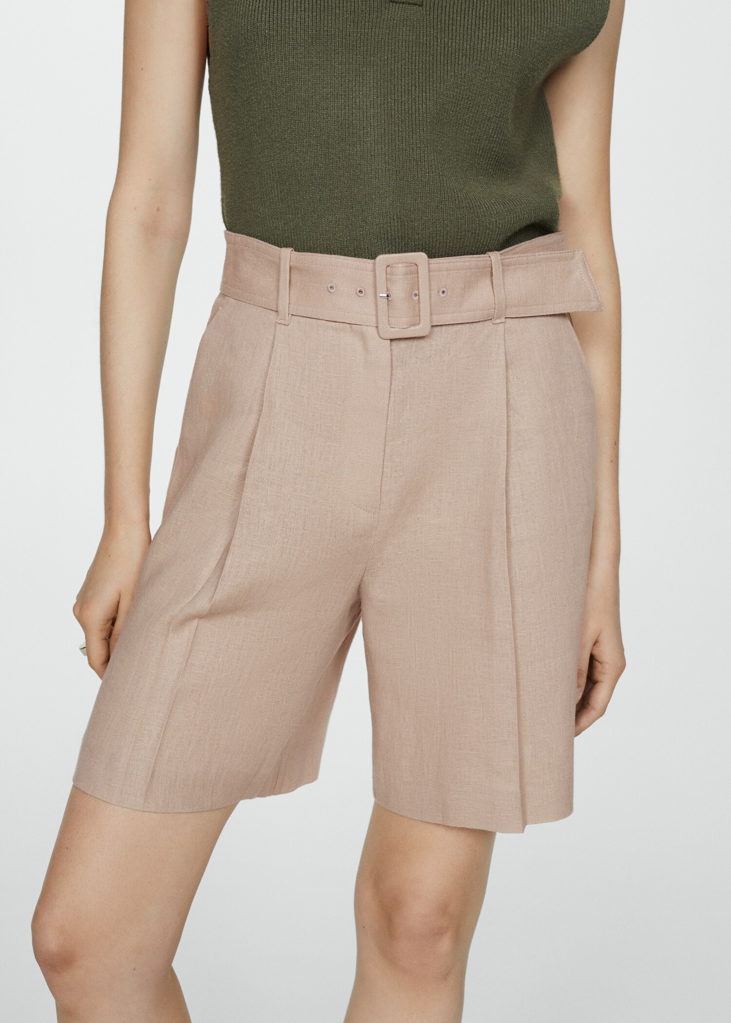 Belt linen-blend Bermuda shorts - Details of the article 6