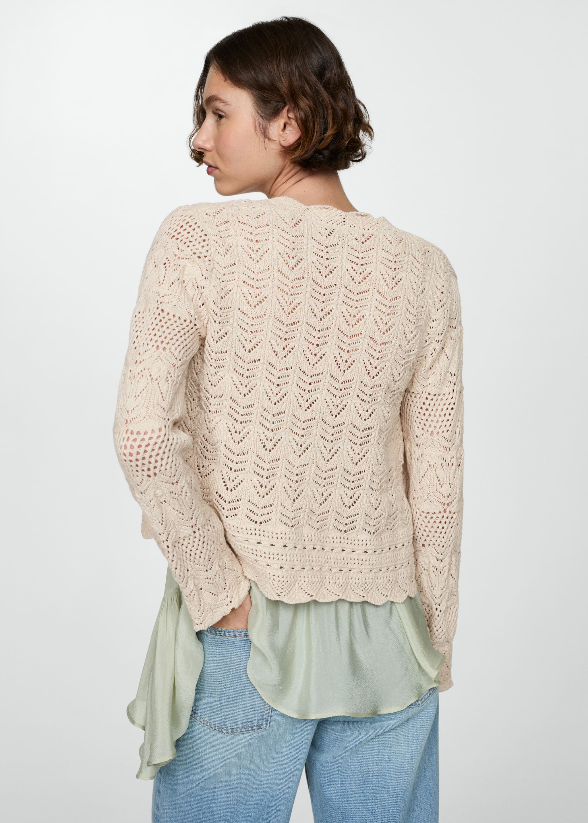 Openwork details cardigan - Reverse of the article