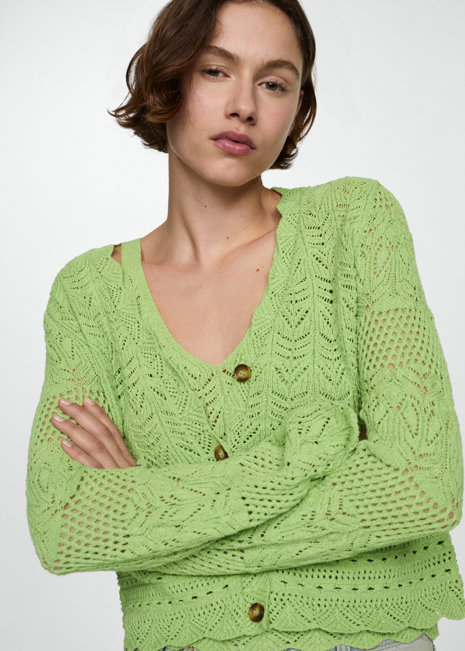 Openwork details cardigan - Medium plane