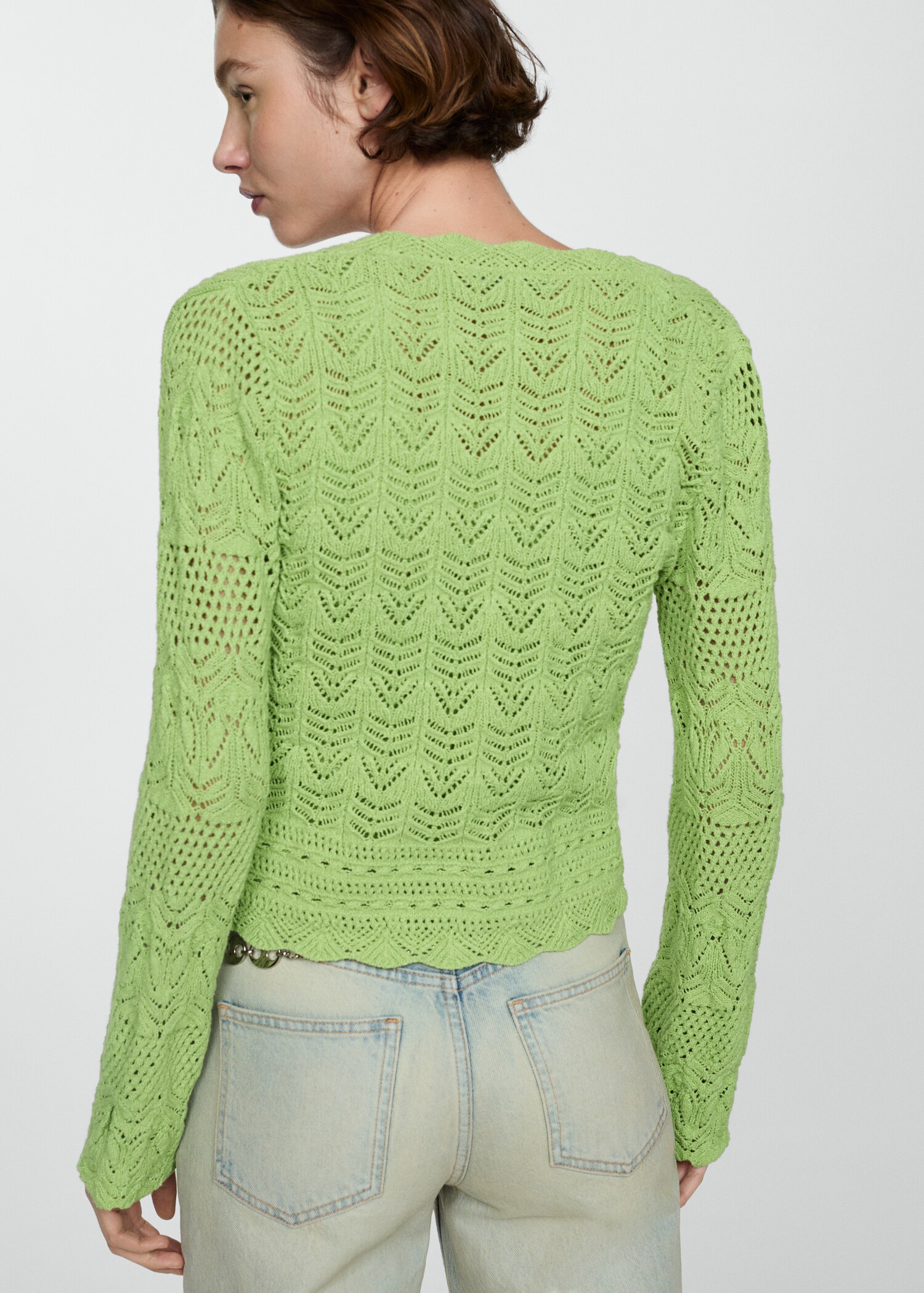 Openwork details cardigan - Reverse of the article