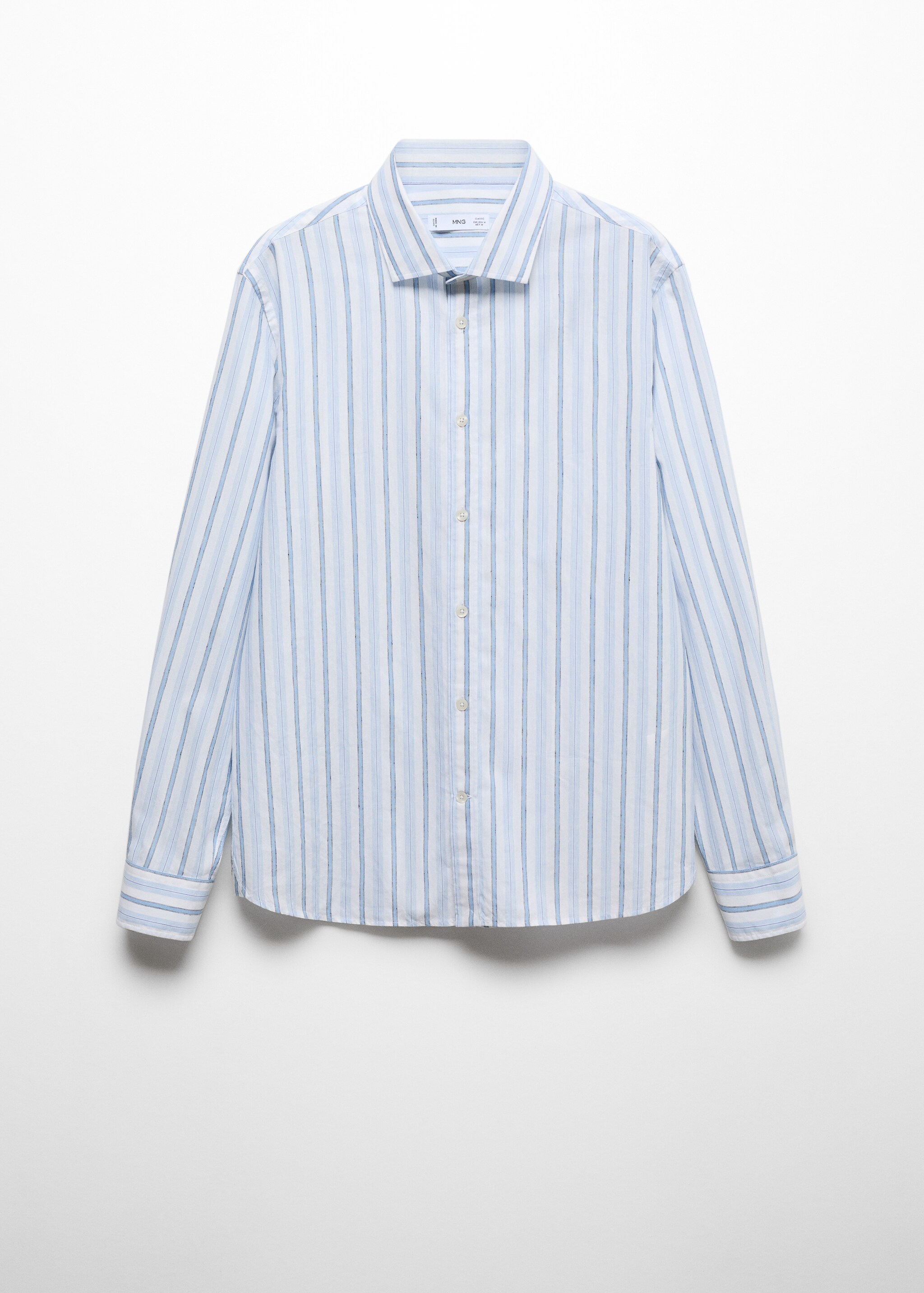 Camisa classic fit de algodão e linho às riscas com estilo rústico - Artigo sem modelo