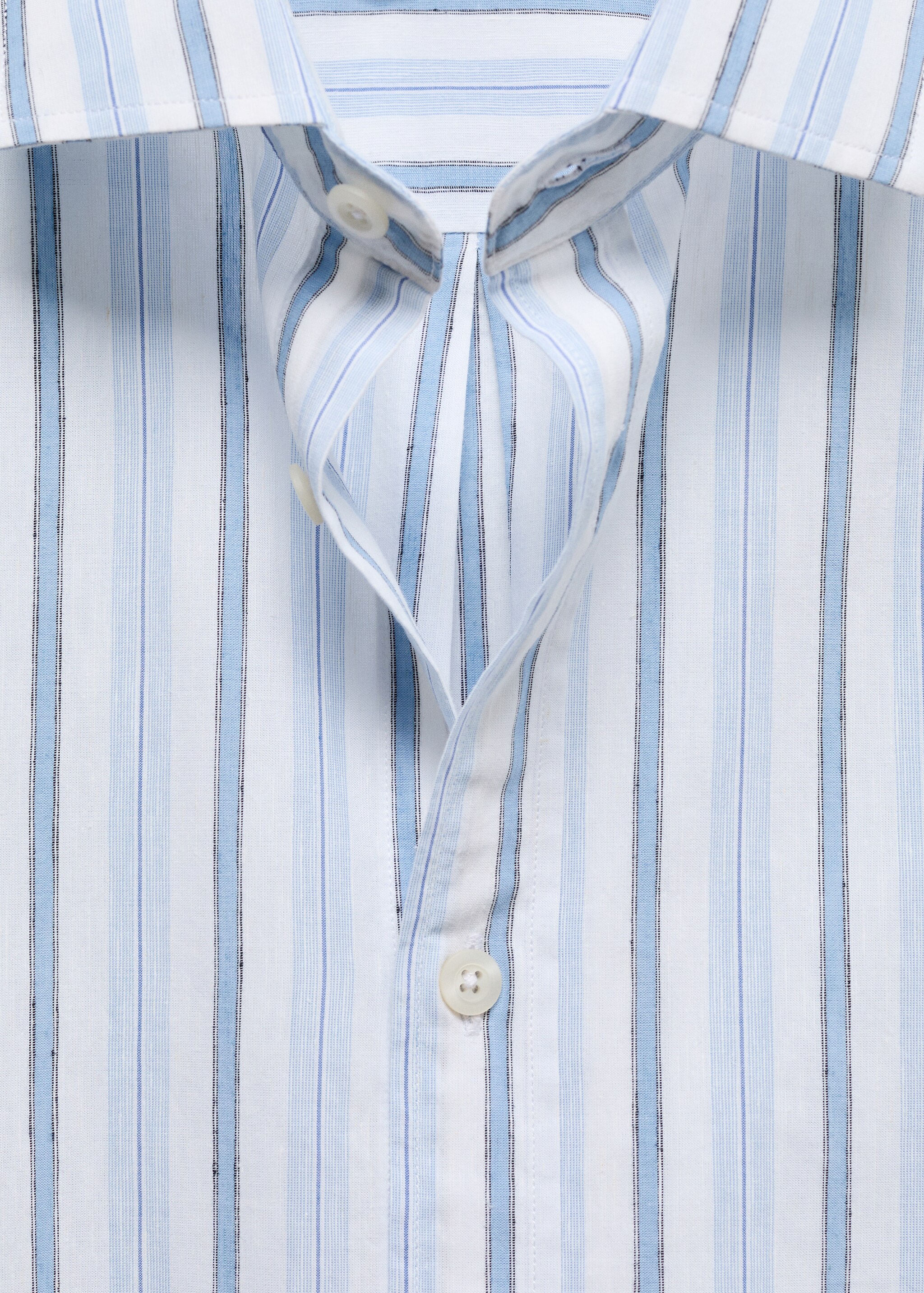 Classic fit cotton linen rustic striped shirt - Details of the article 8