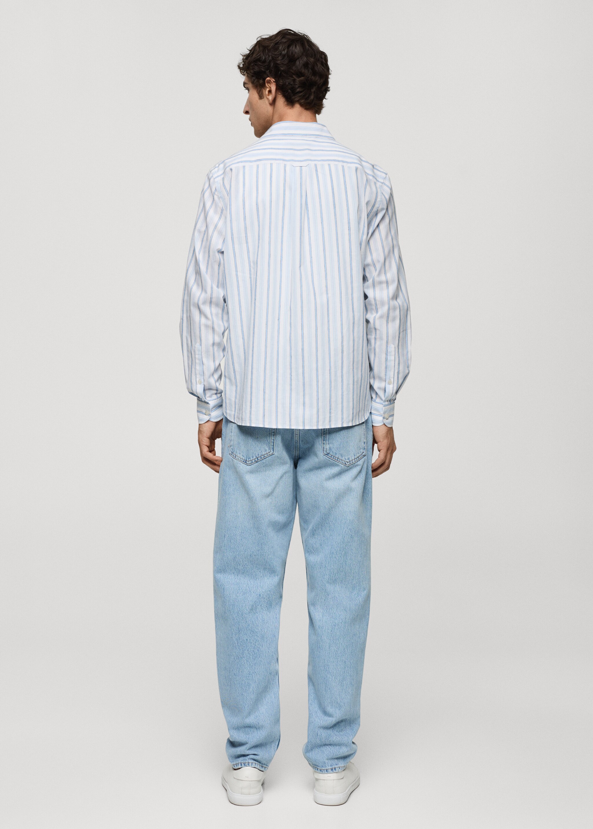 Camisa classic fit algodón lino rayas rústico - Reverso del artículo