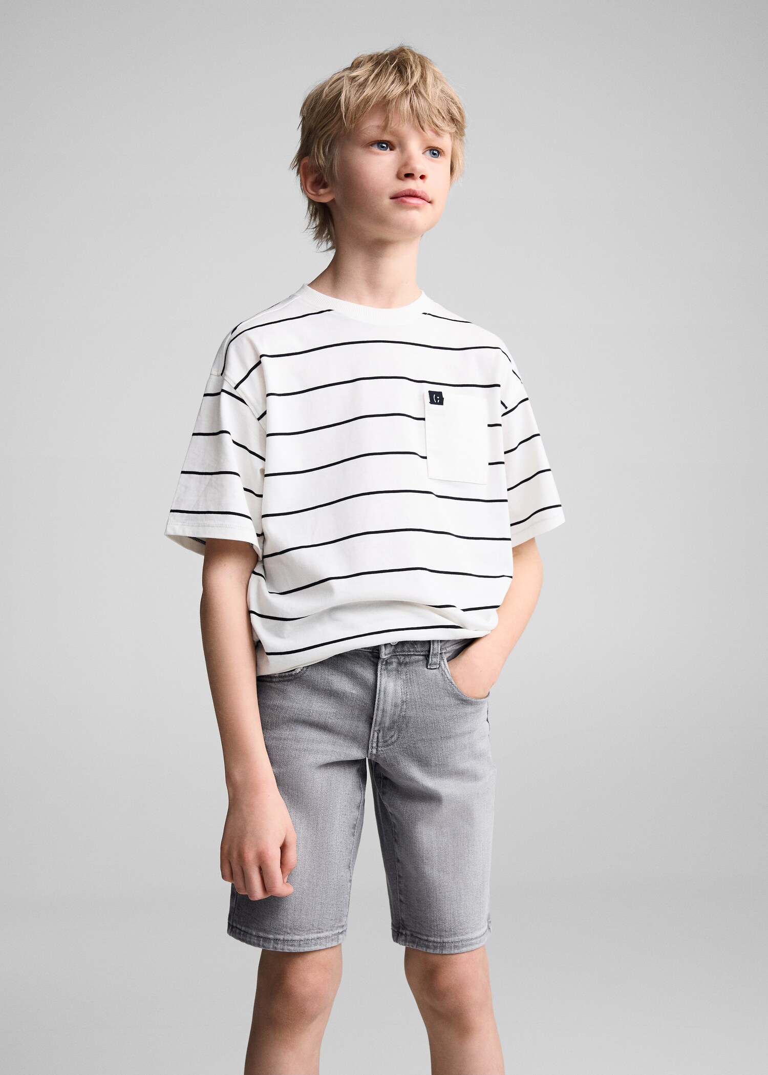 Slim fit denim bermuda - Middenvlak