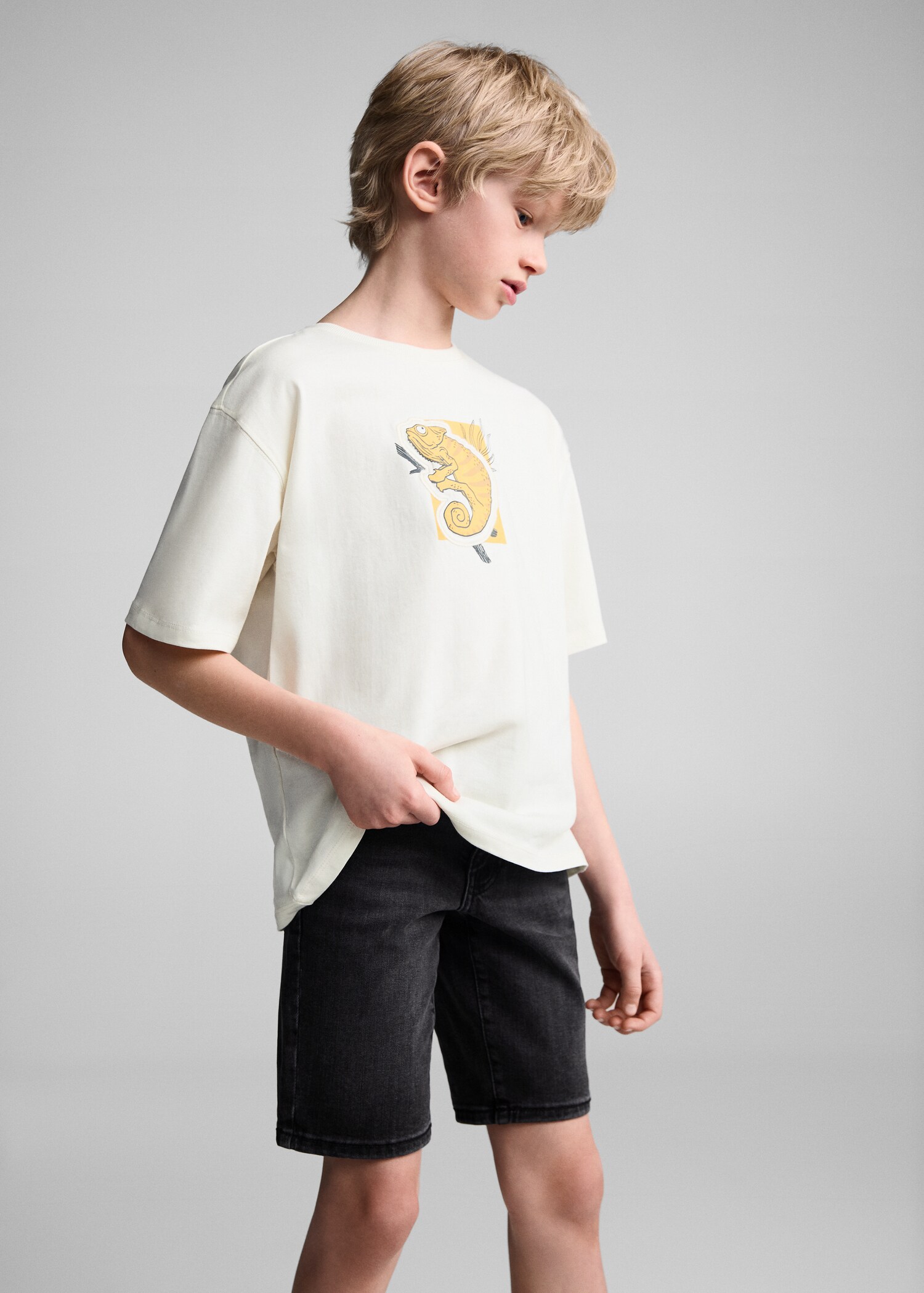 Slim fit denim bermuda - Middenvlak