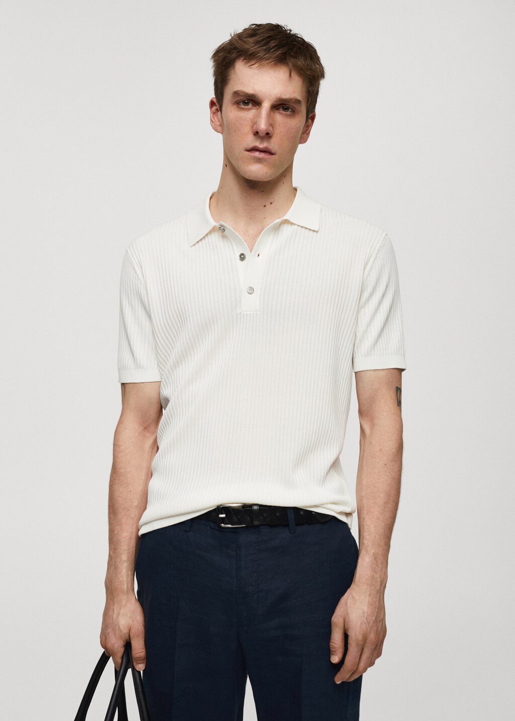 Mango Strick-Poloshirt aus Baumwolle