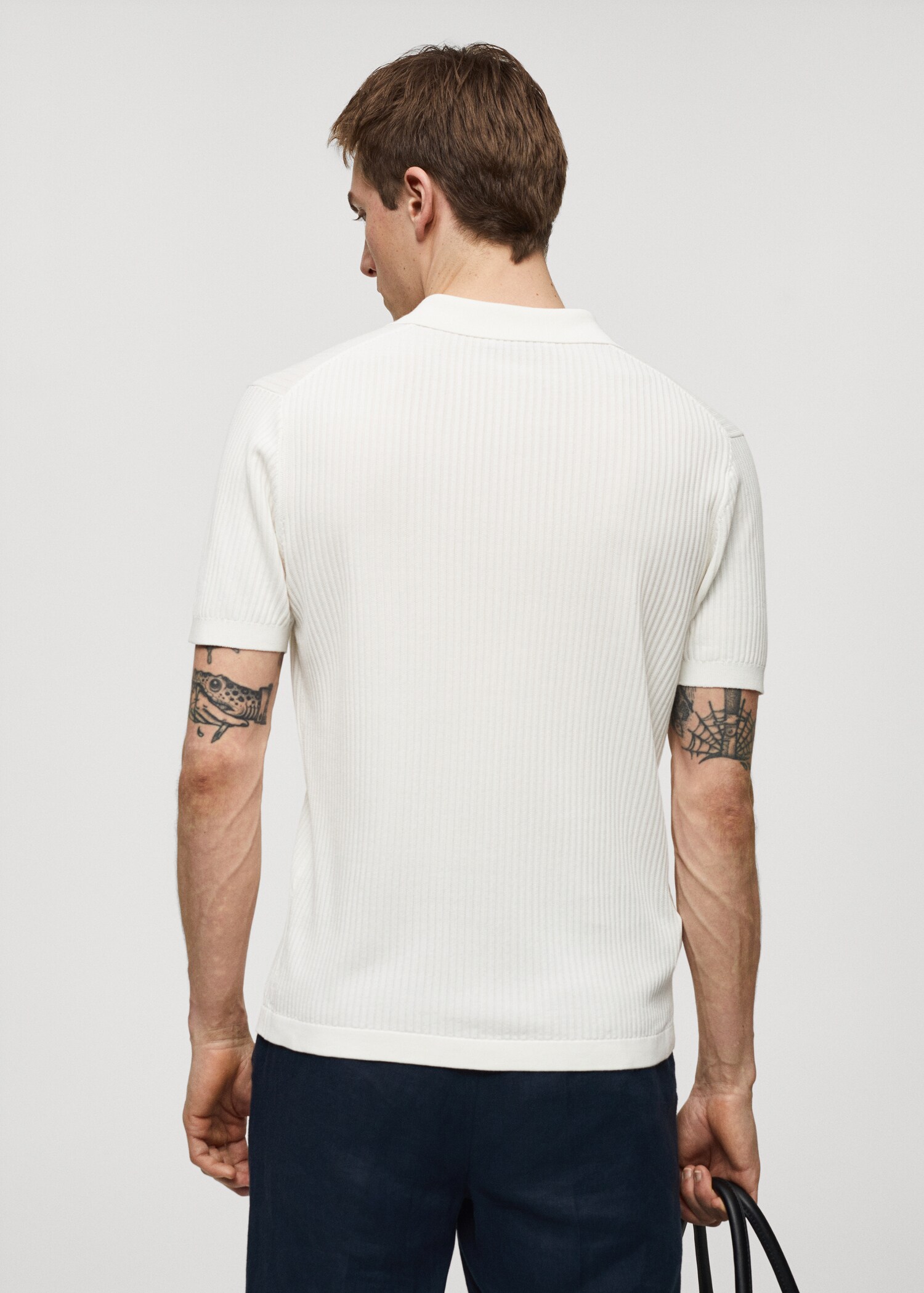 Knit cotton polo shirt - Reverse of the article