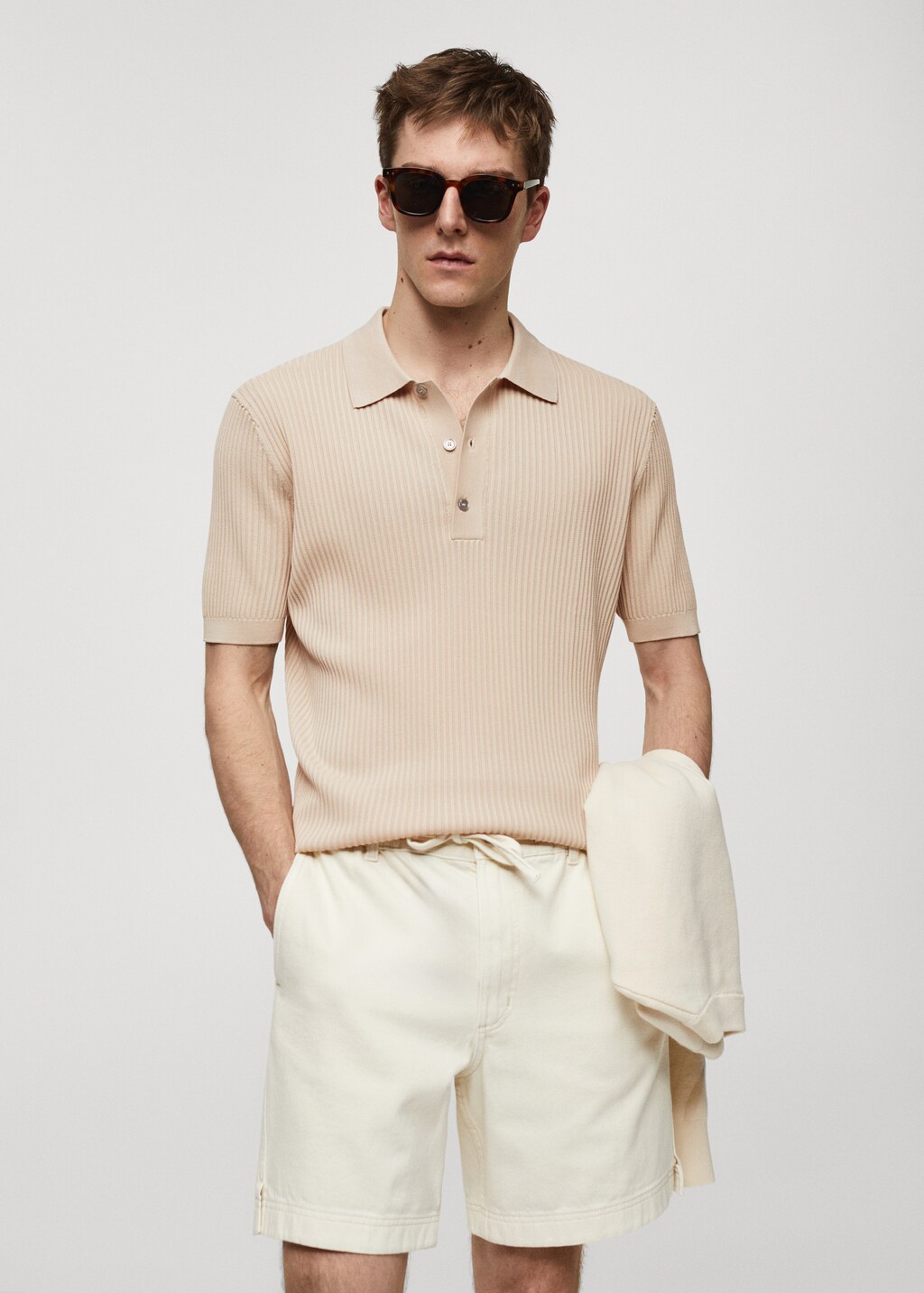 Mango Strick-Poloshirt aus Baumwolle
