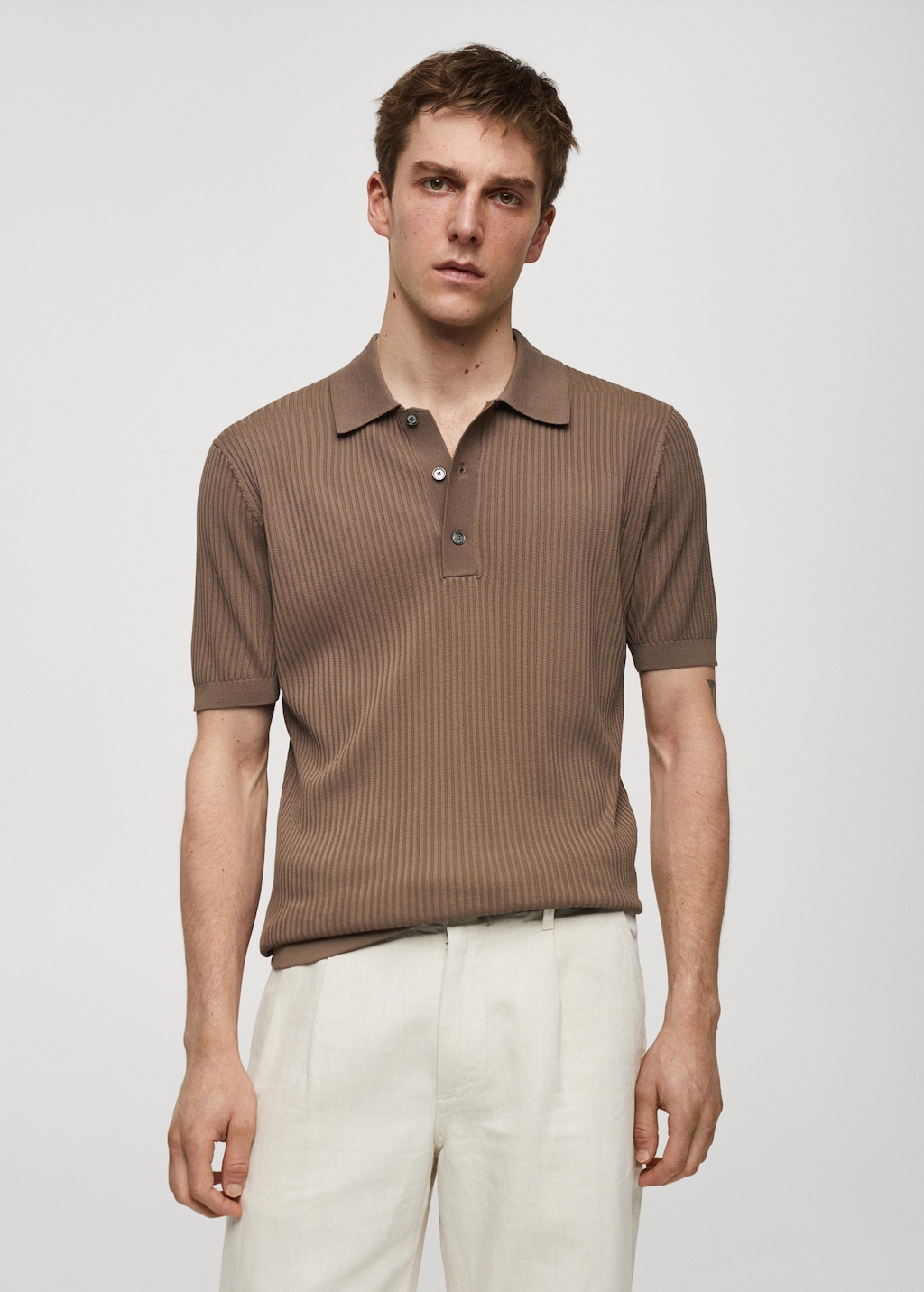 Mango Strick-Poloshirt aus Baumwolle
