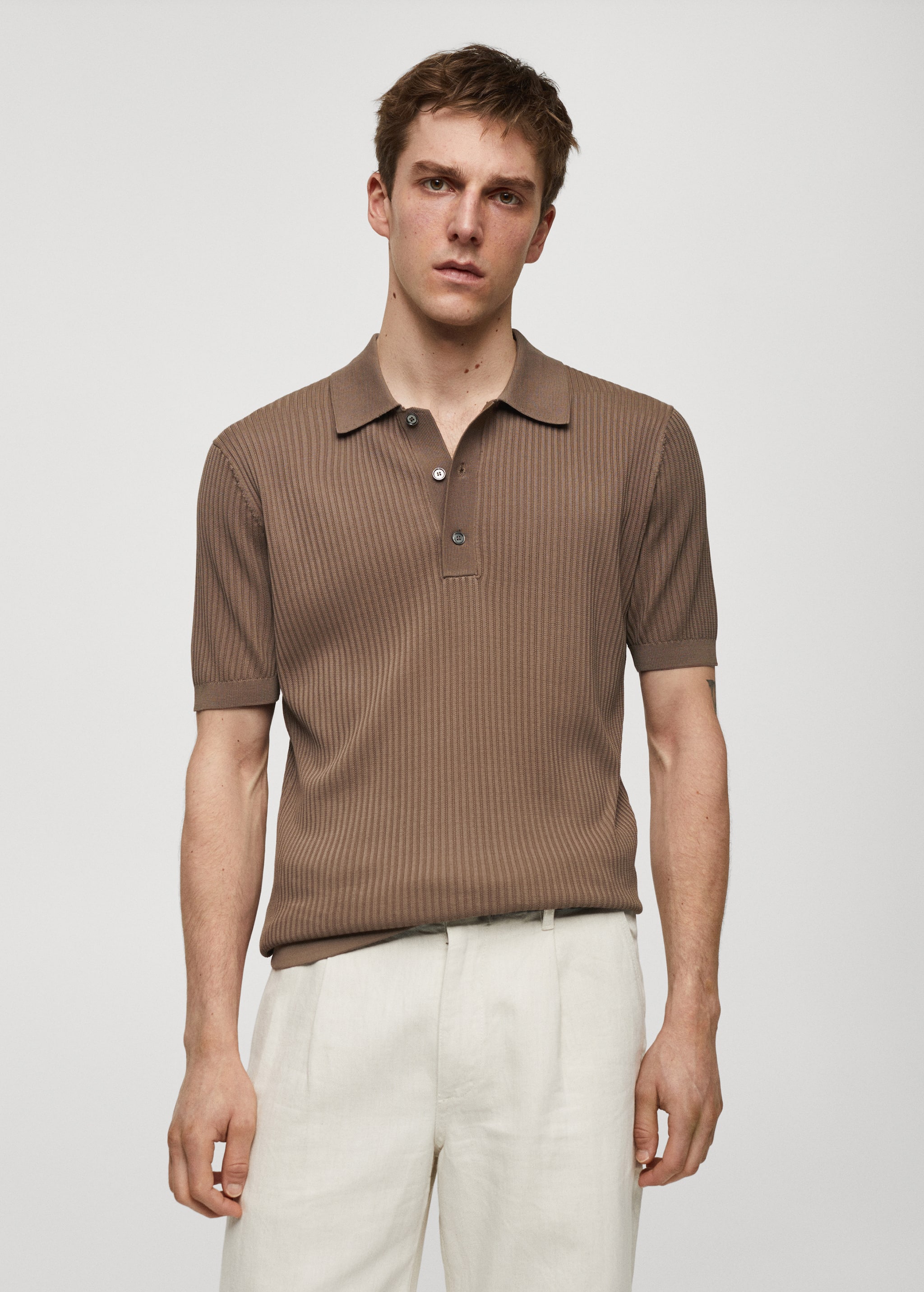 Knit cotton polo shirt - Medium plane