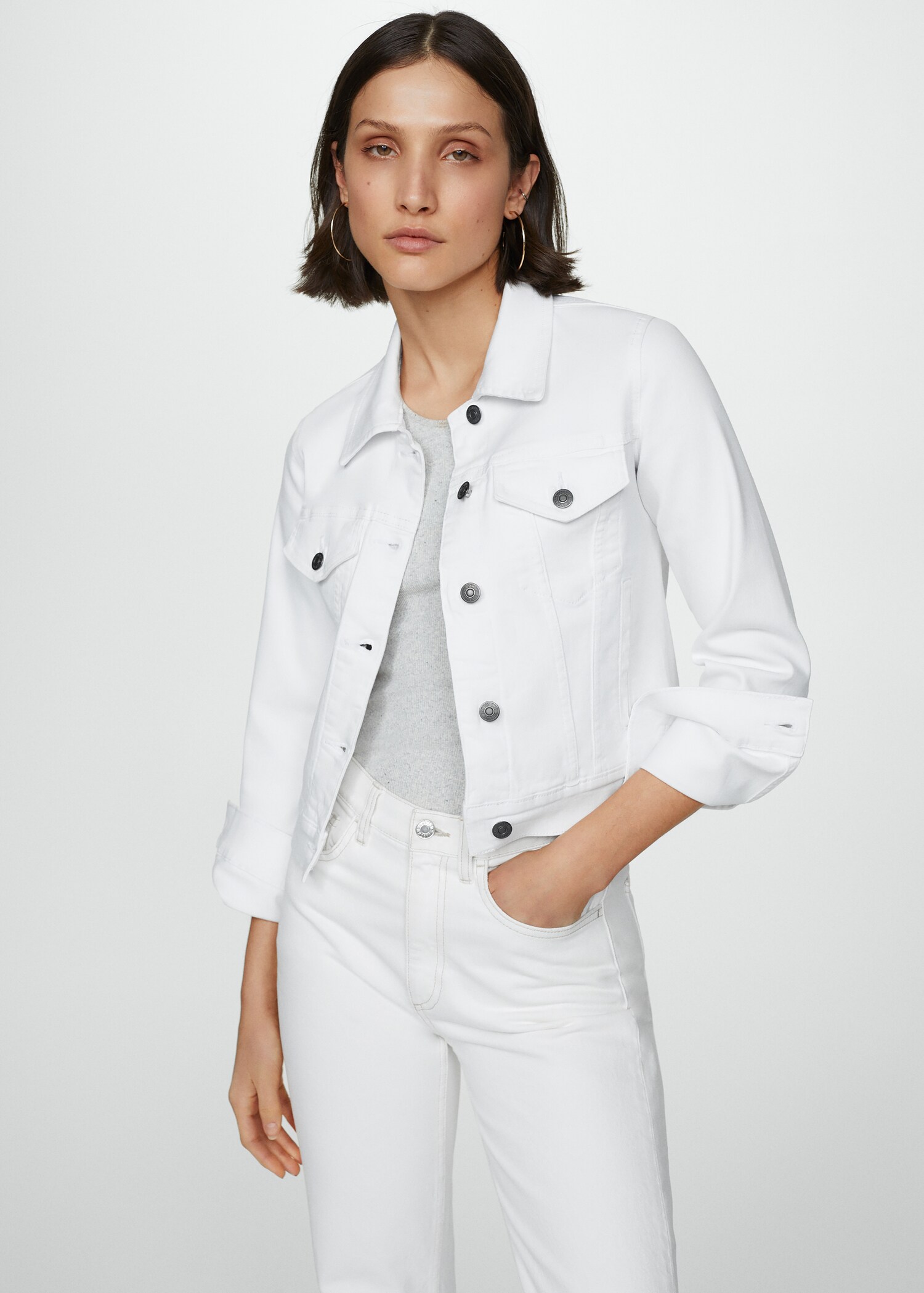 Blouson jean poches - Plan moyen