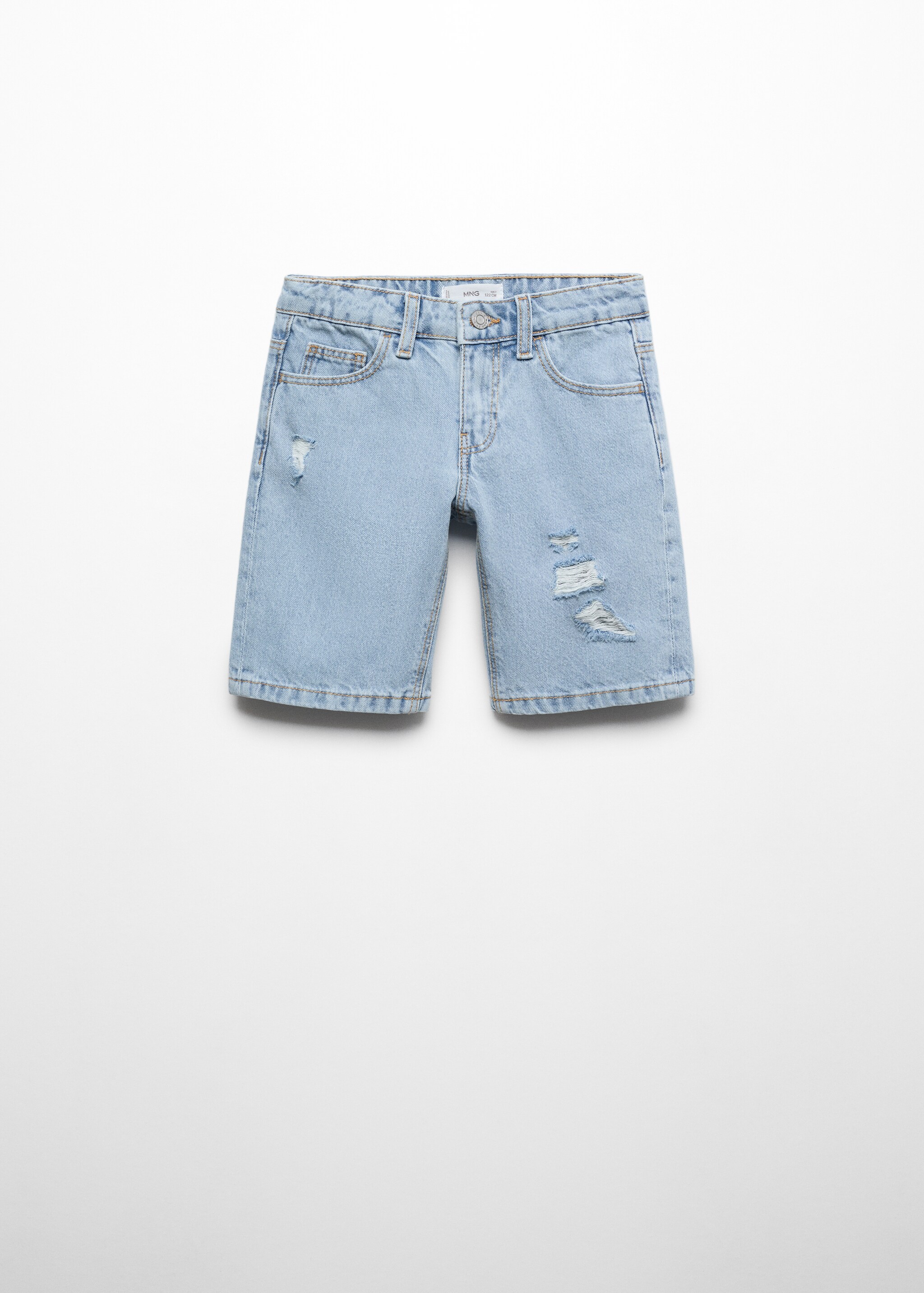 Decorative ripped denim bermuda shorts - Article without model