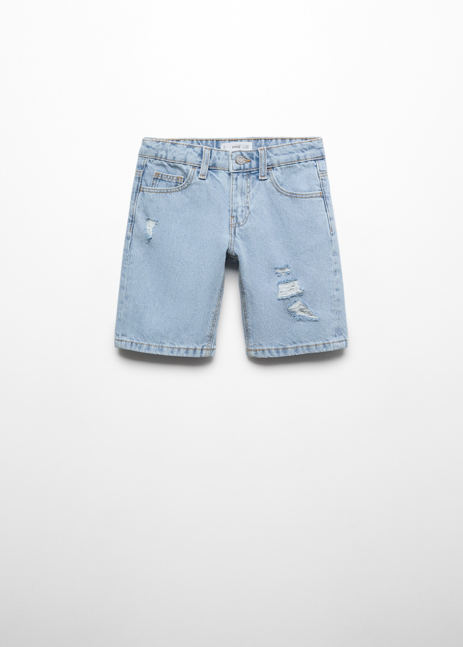 Decorative ripped denim bermuda shorts - Article without model