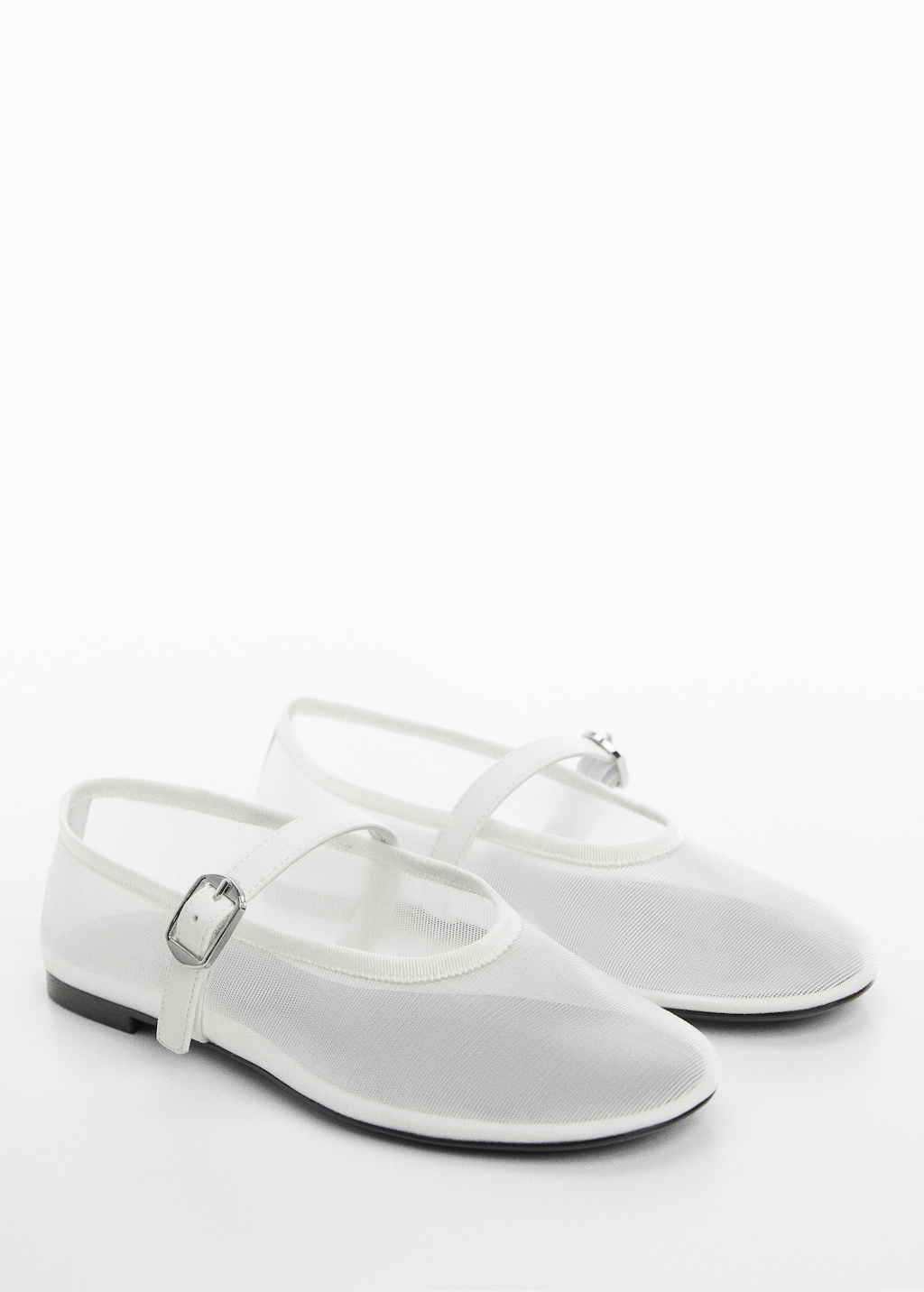 Mesh ballet flats with strap and buckle | MANGO China