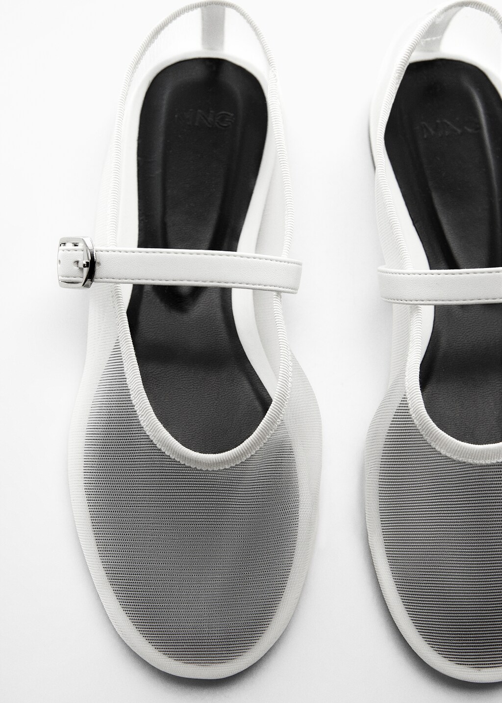 Mesh ballet flats with strap and buckle | MANGO China