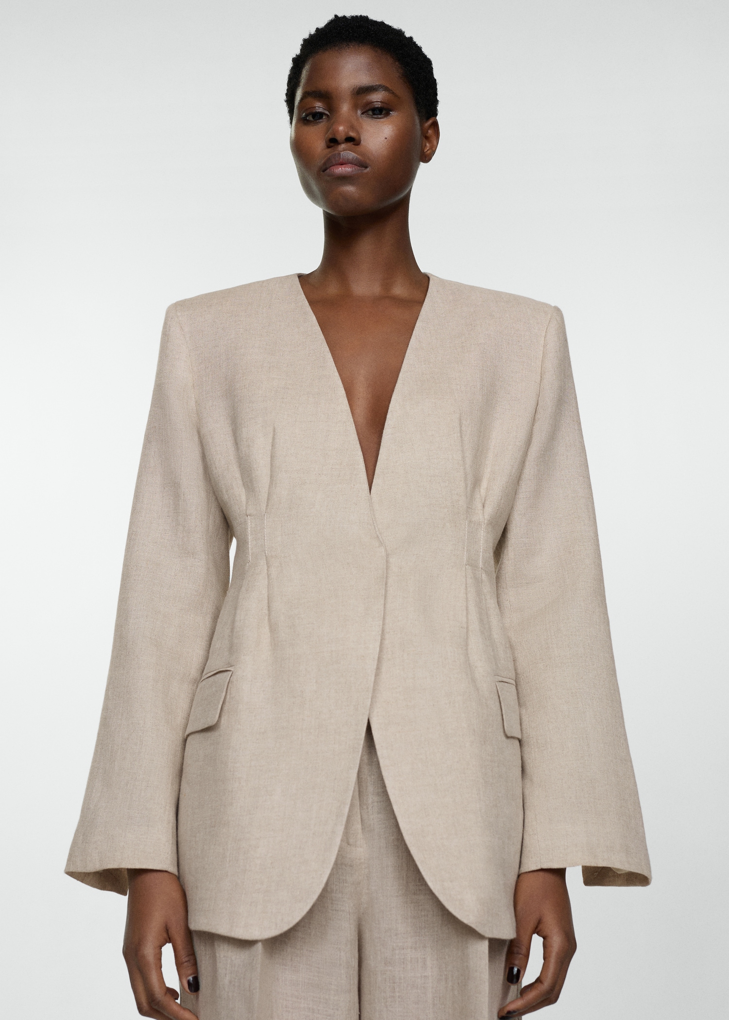 Veste costume 100 % lin - Plan moyen