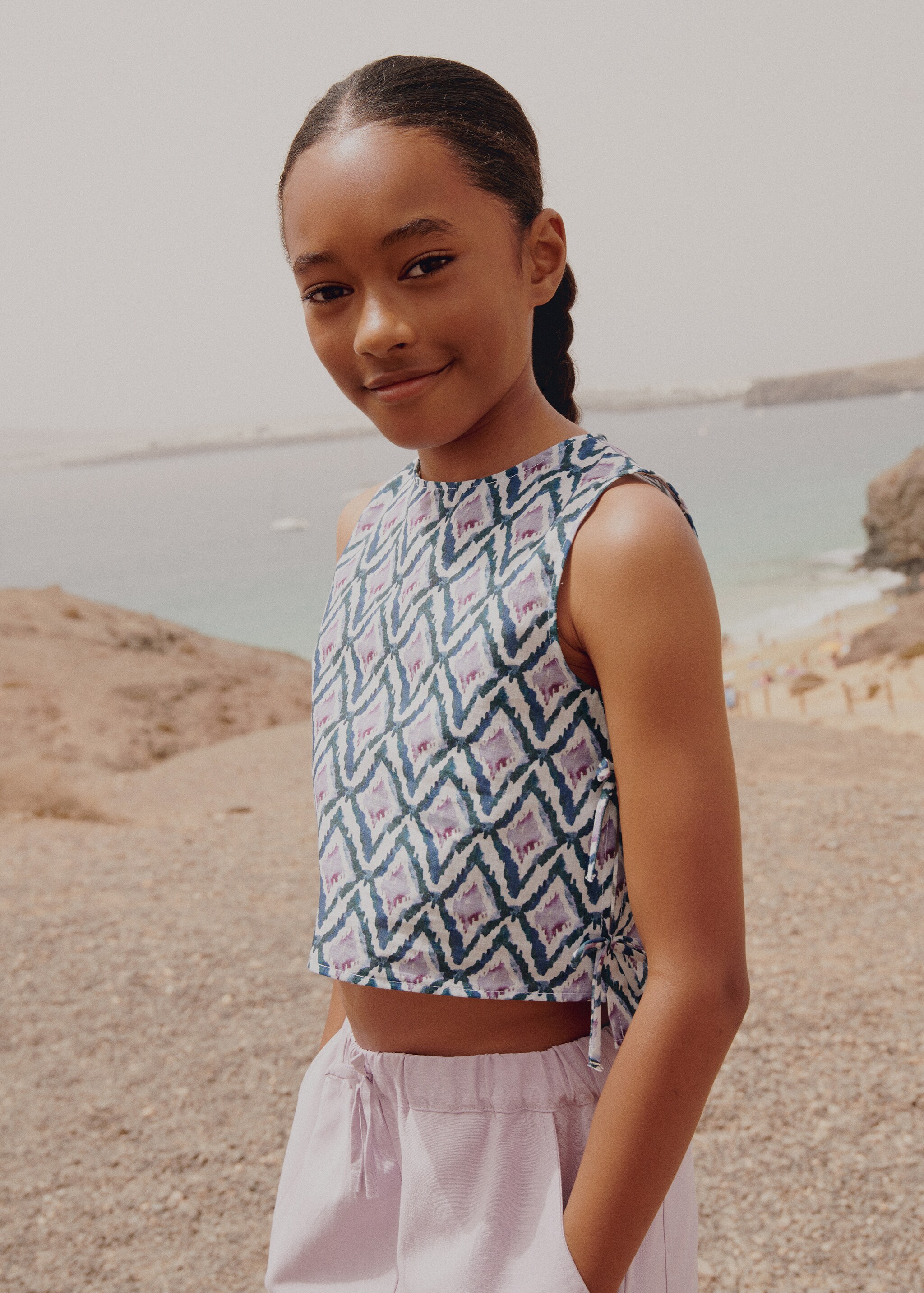 Printed crop top with bow - Details of the article 5