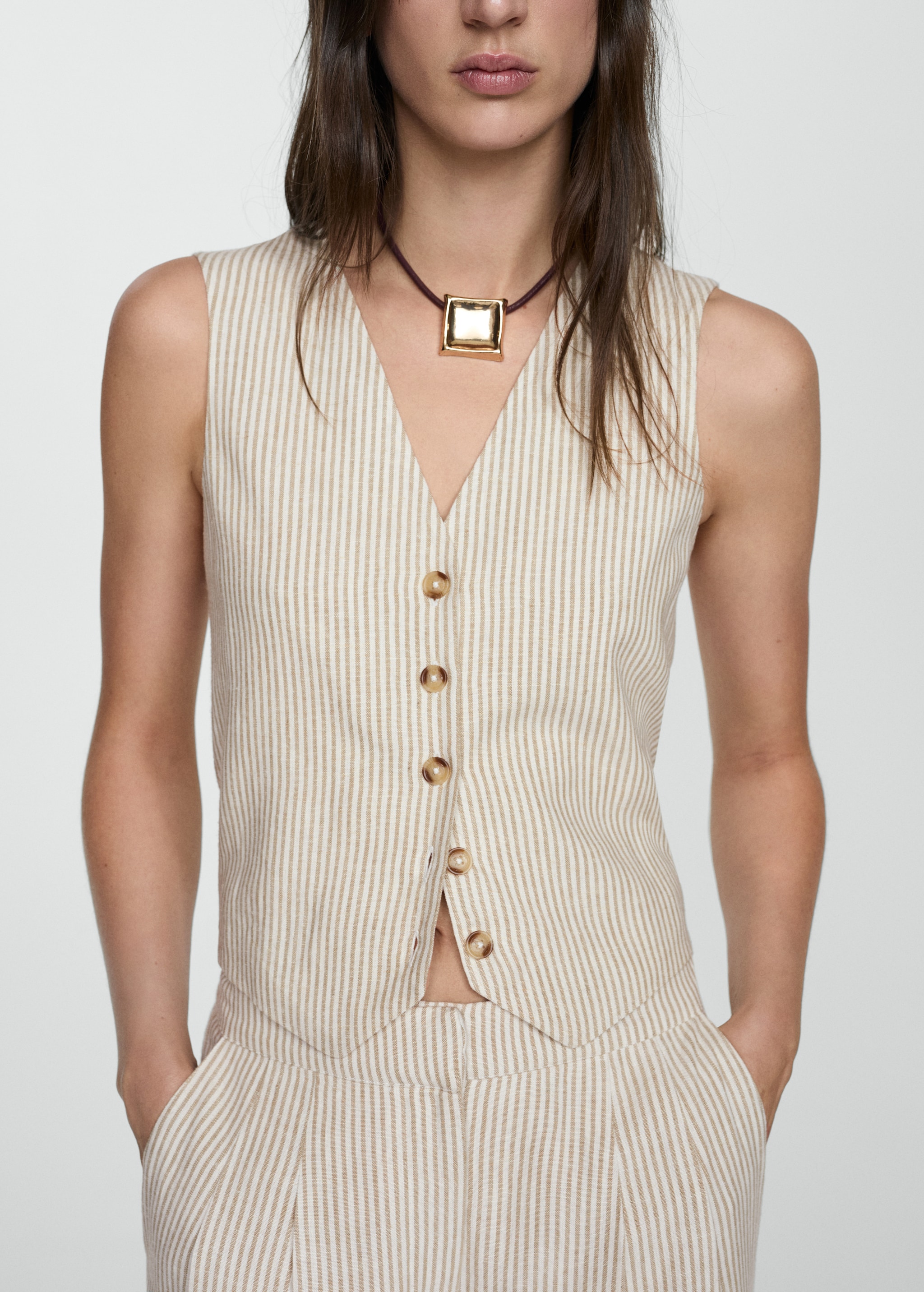 Striped linen waistcoat - Details of the article 6