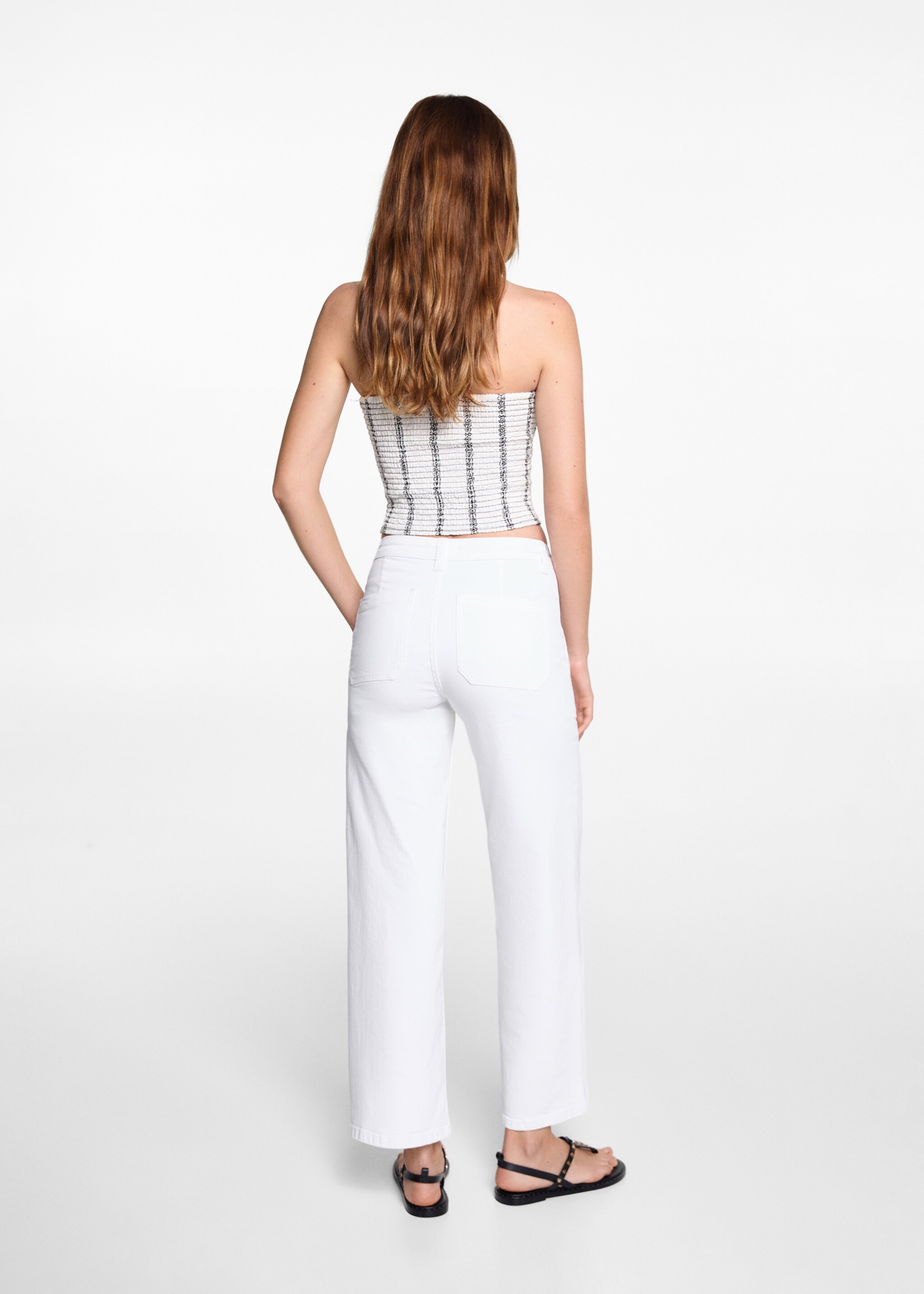 Mid waist culotte jeans - Reverse of the article, Off White. Ref: 67098276-00.