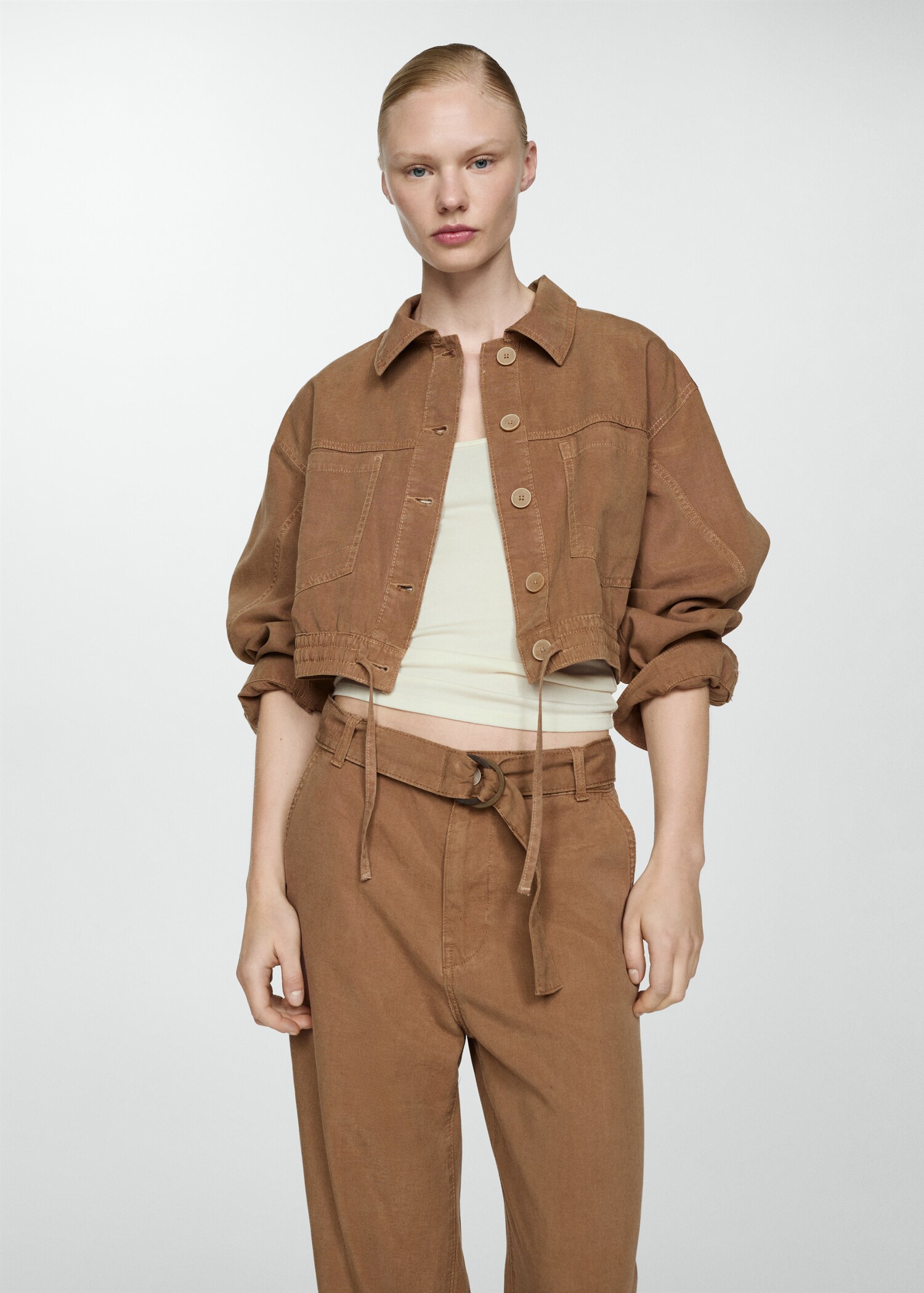 Wideleg pants with belt - Medium plane