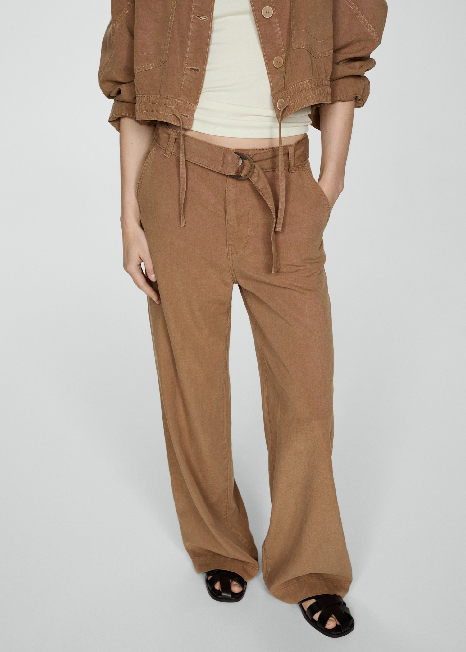 Wideleg pants with belt - Details of the article 6