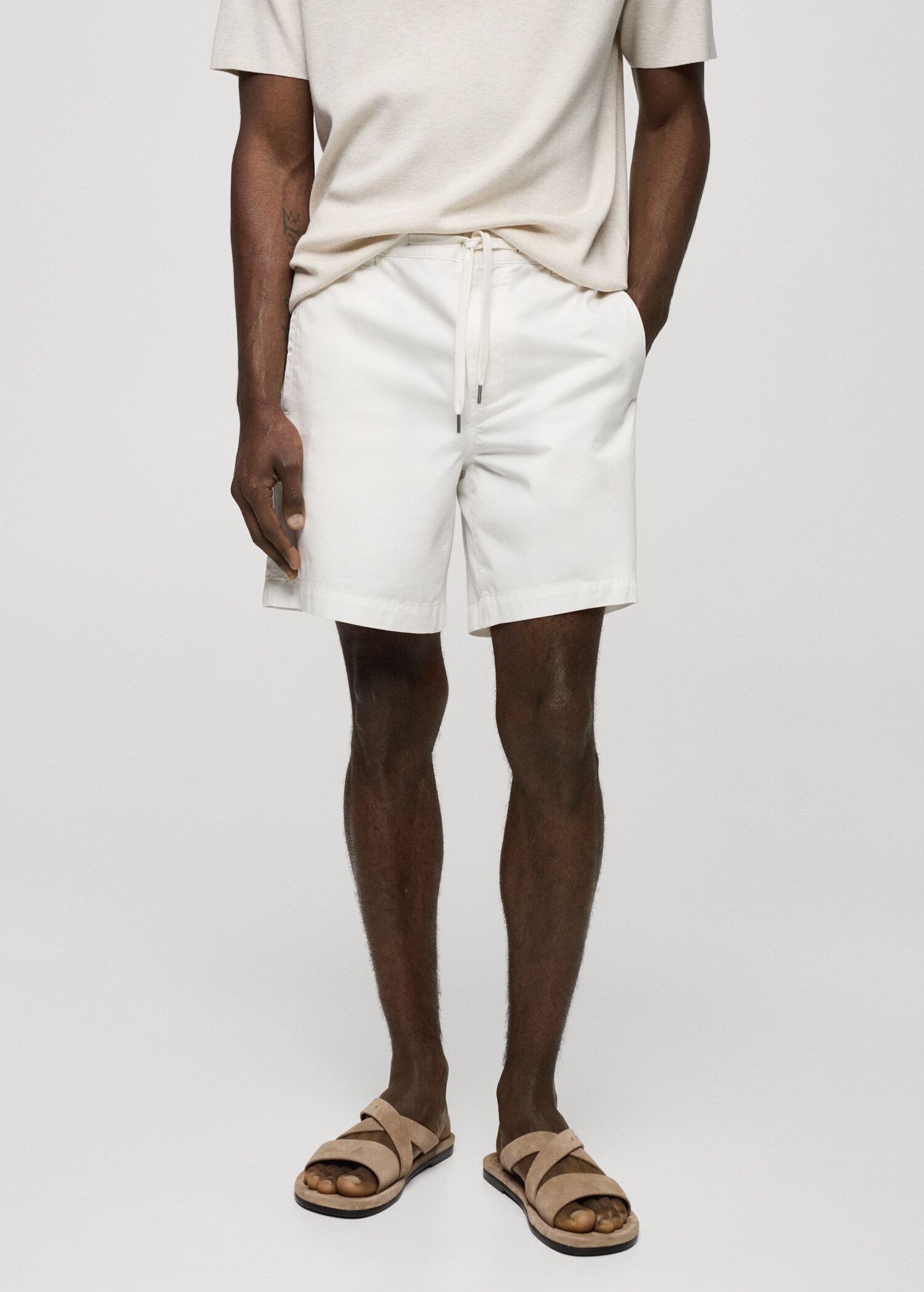 Bermuda 100 % coton cordon - Plan moyen