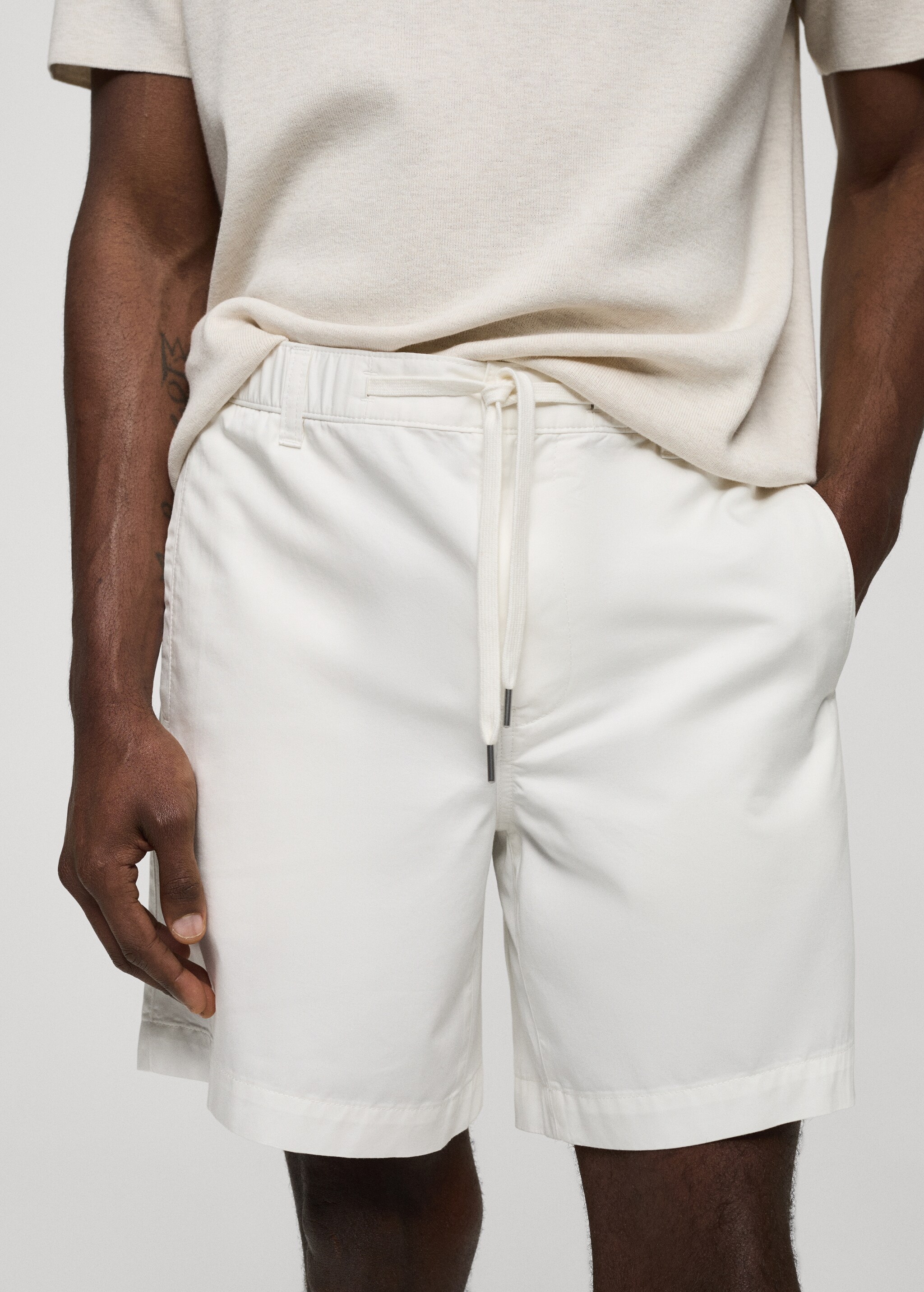 100% cotton drawstring Bermuda shorts - Details of the article 1