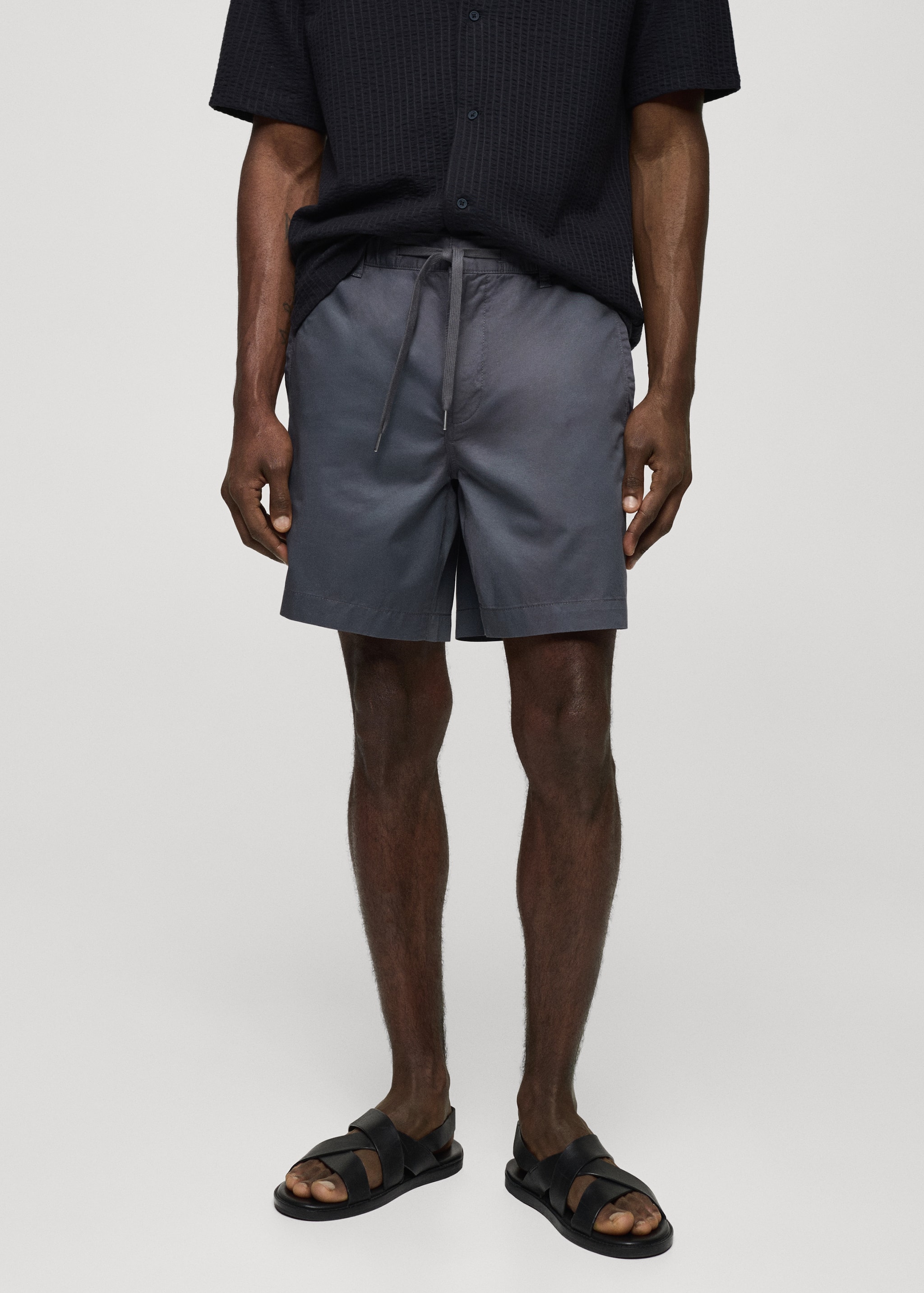 100% cotton drawstring Bermuda shorts - Medium plane