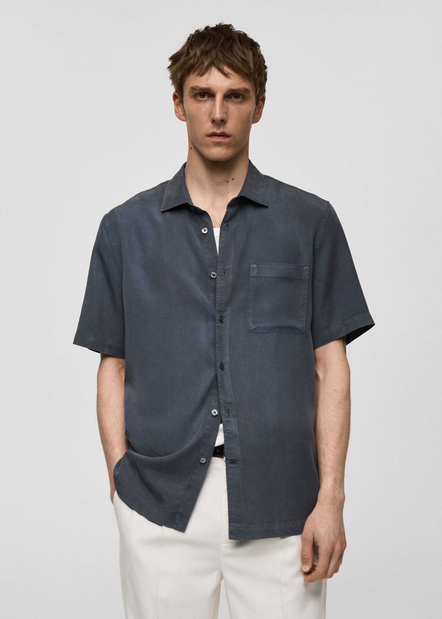 Regular fit 100% tencel shirt - Medium plane