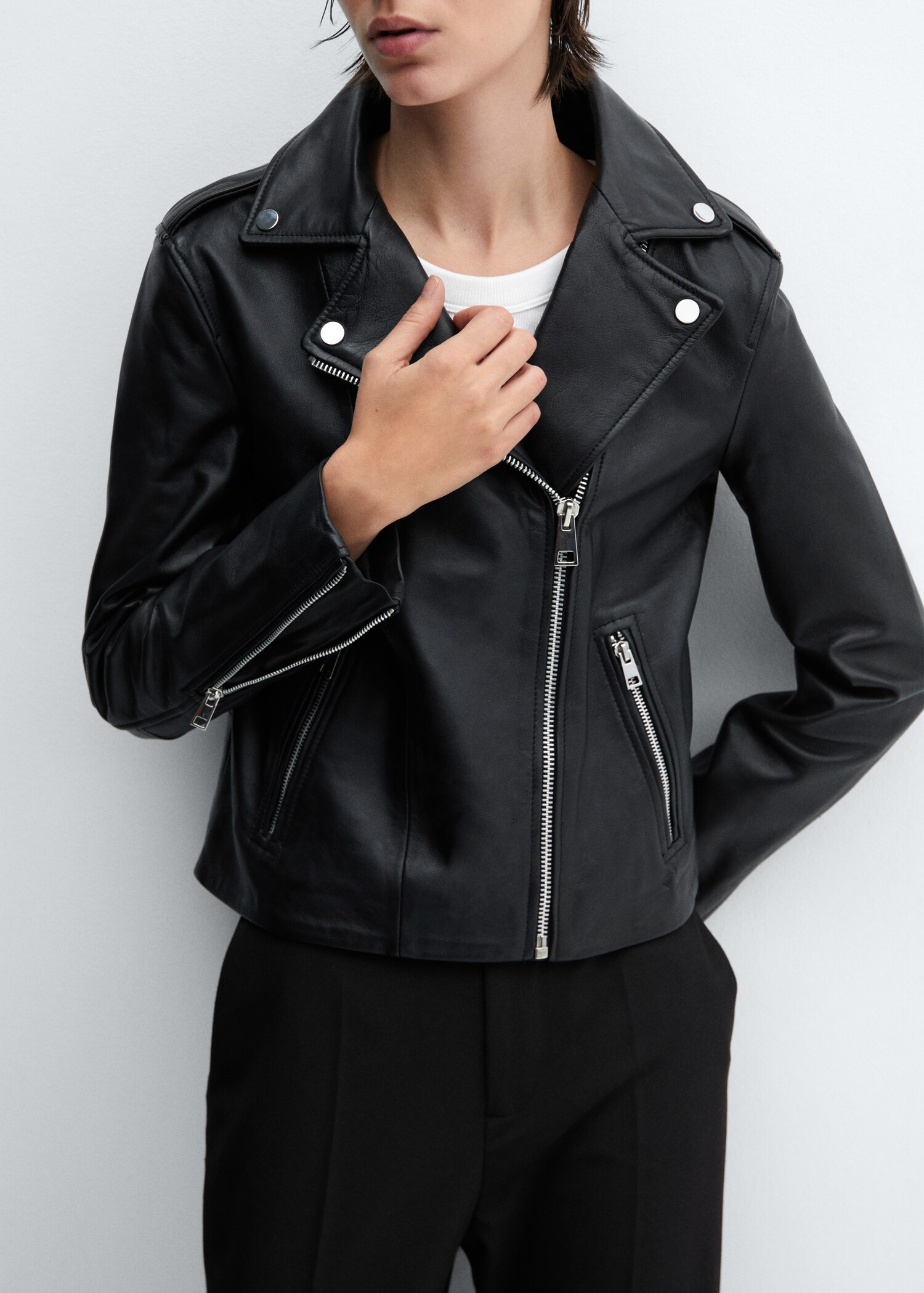 Blouson biker en cuir - Détail de l'article 6
