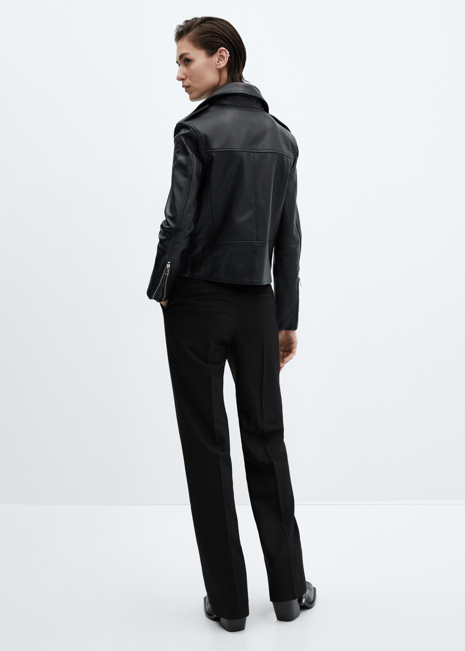 Blouson biker en cuir - Verso de l’article