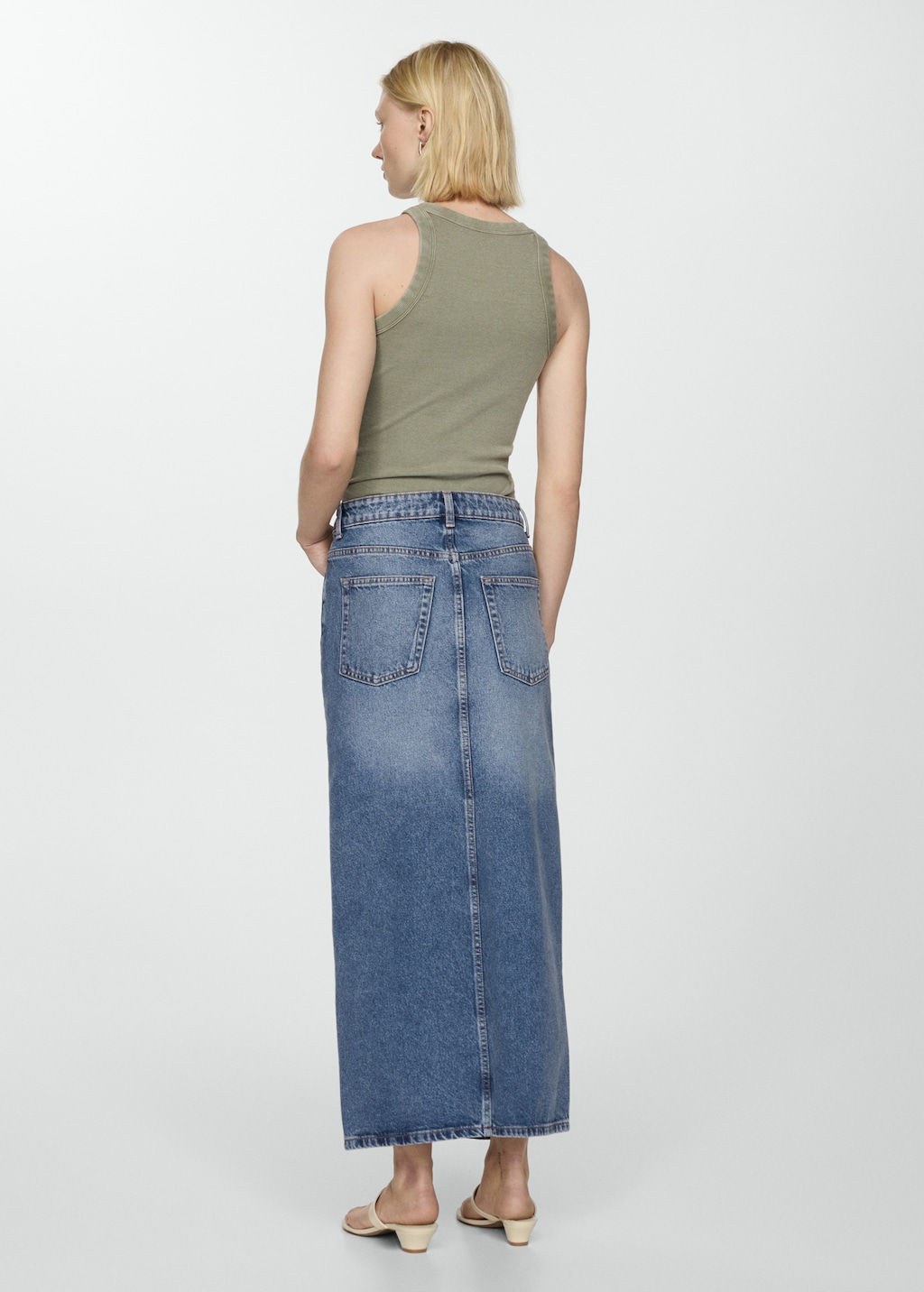 Long denim skirt