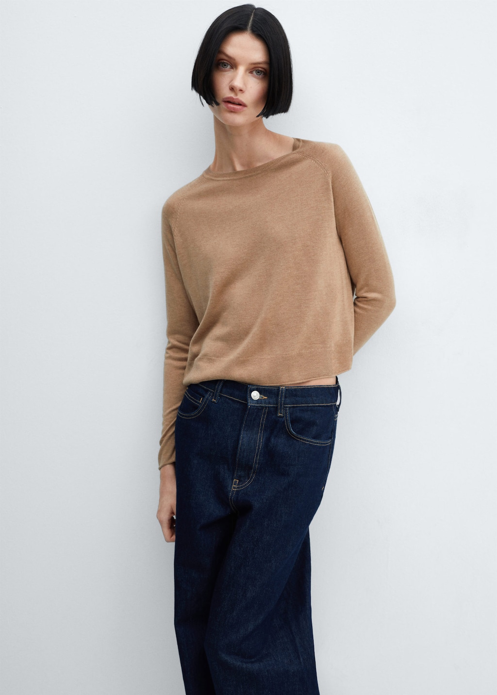 Fine knit round neck sweater MANGO