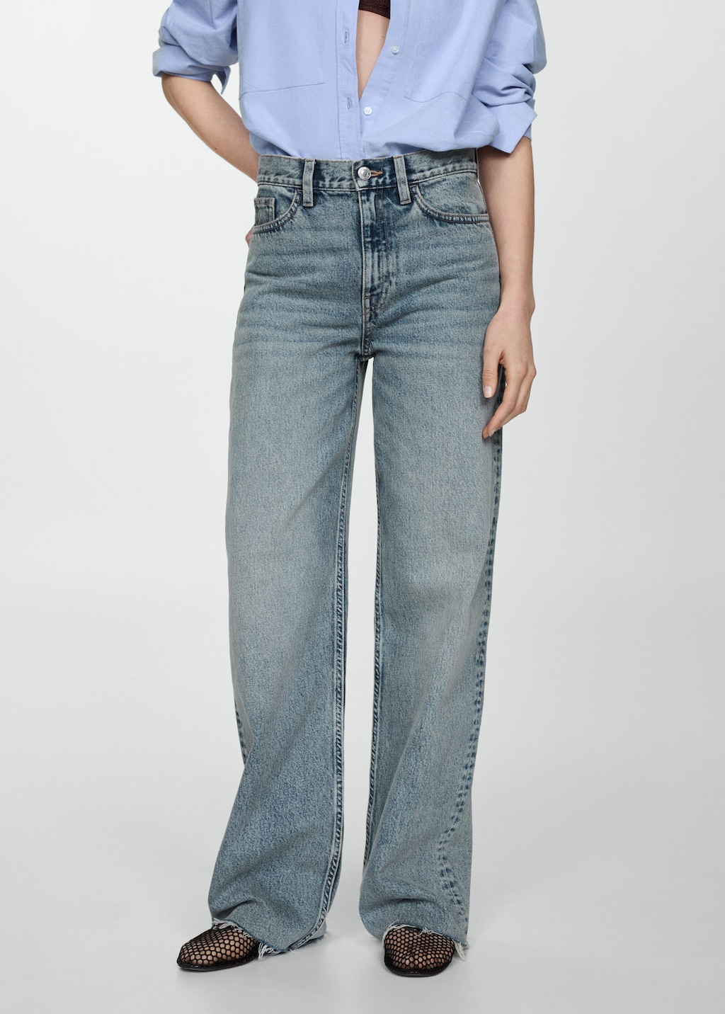 High waist wideleg jeans MANGO