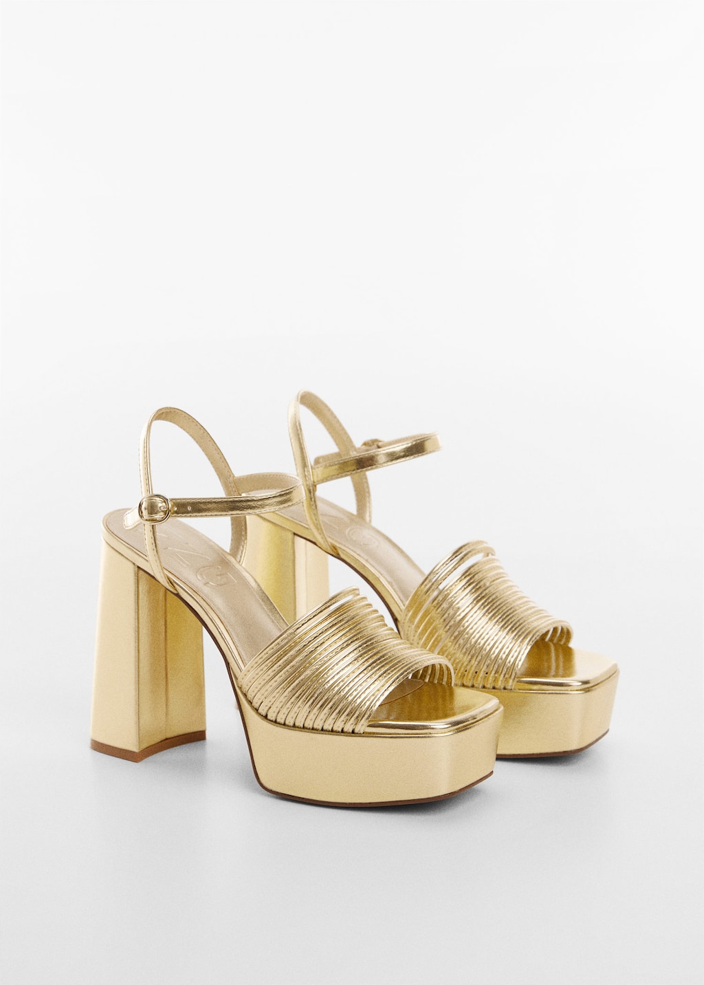 Gold square heel clearance shoes