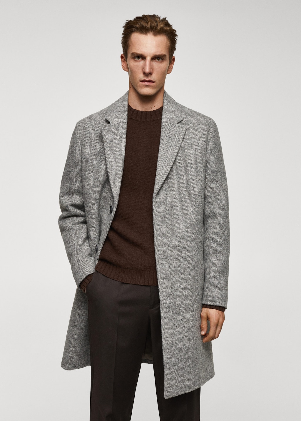 Mango herringbone deals coat