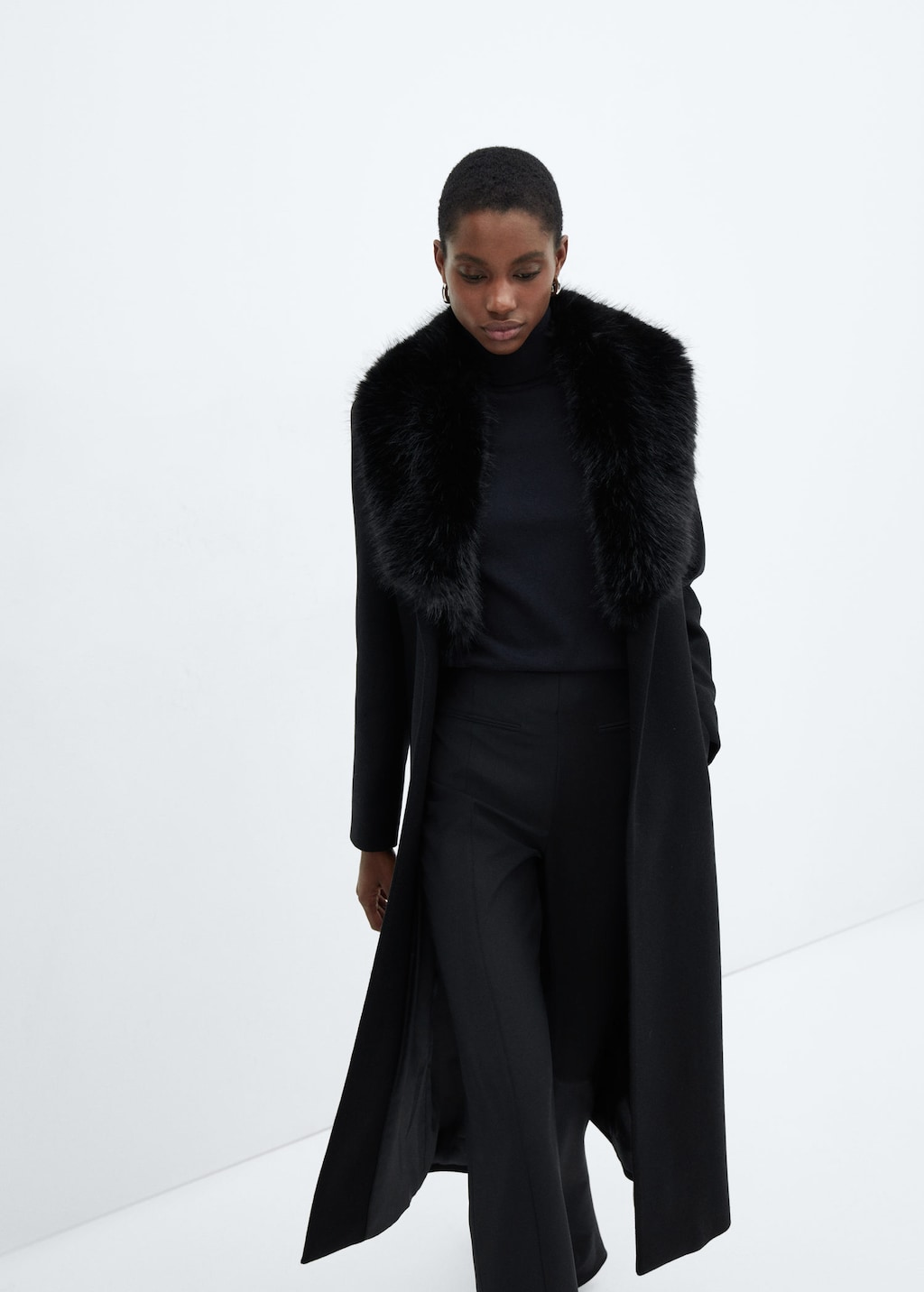 Manteco wool coat with detachable fur collar MANGO